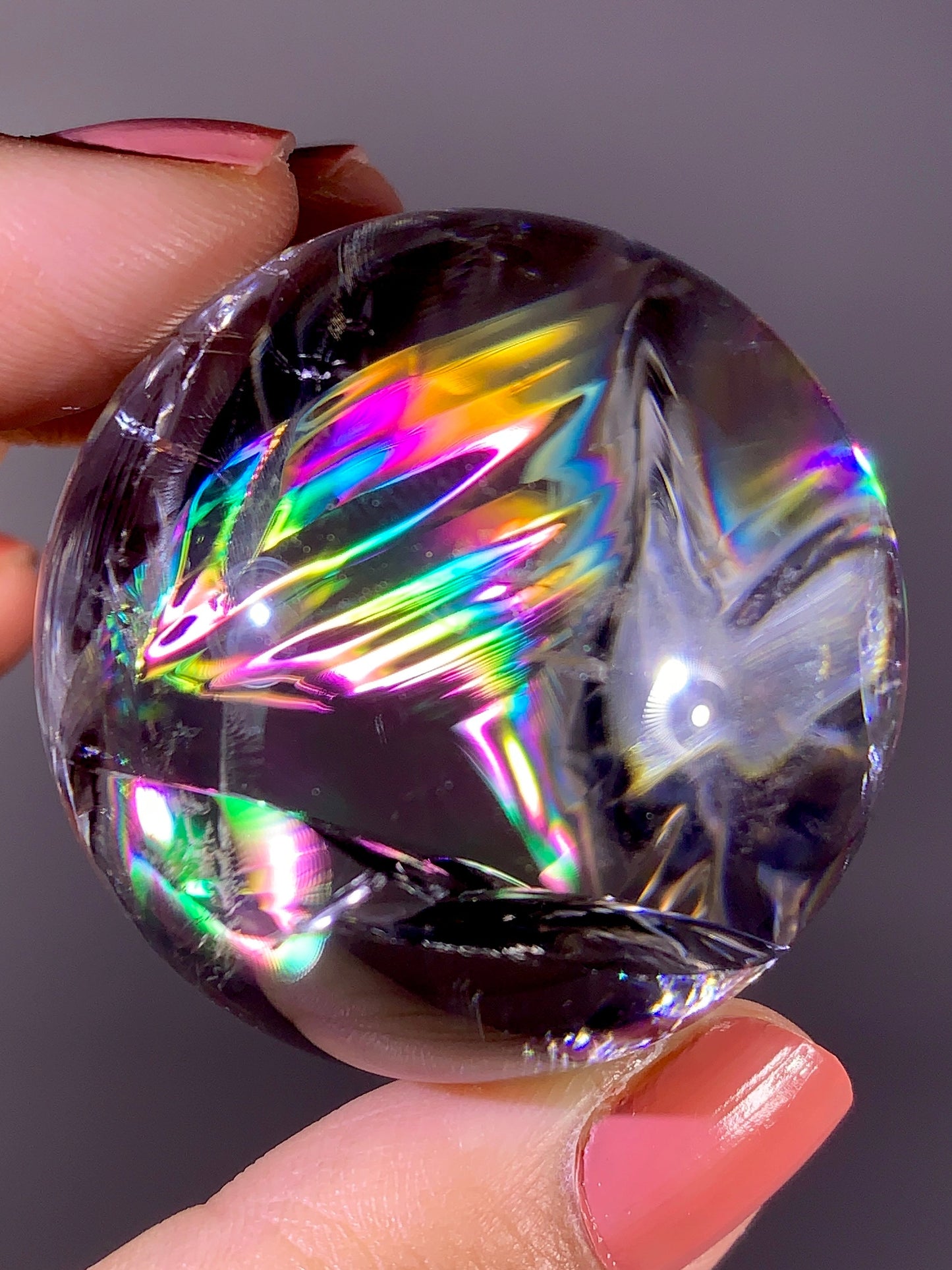 High-Grade Clear Quartz Sphere with Natural Rainbow Inclusion | Brazil