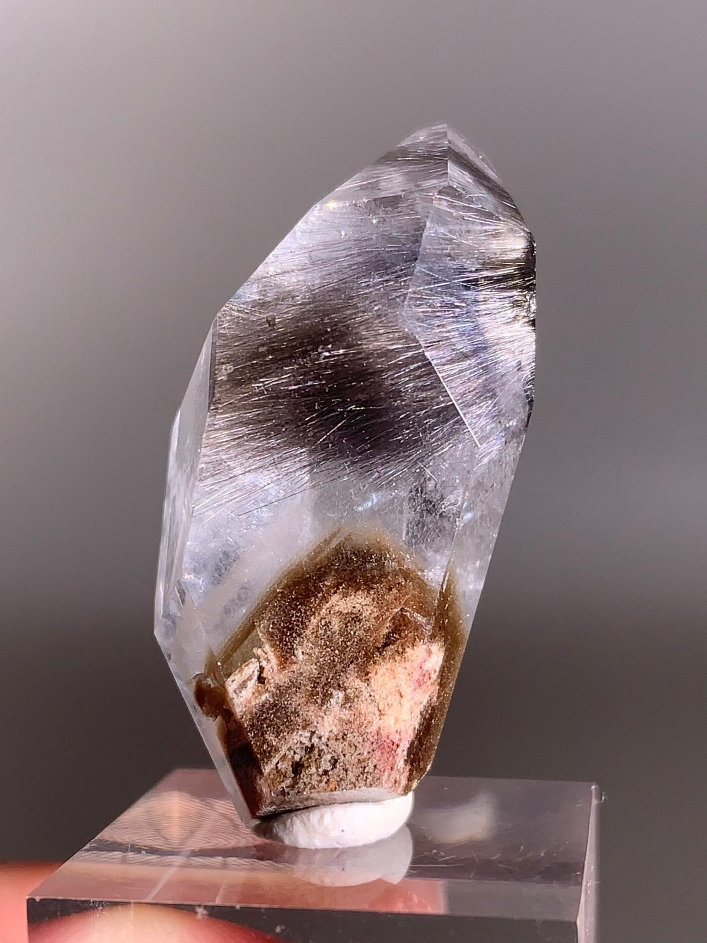 Rare Dark Silver Brookite Rutile in Brown Garden Quartz Crystal from Brazil