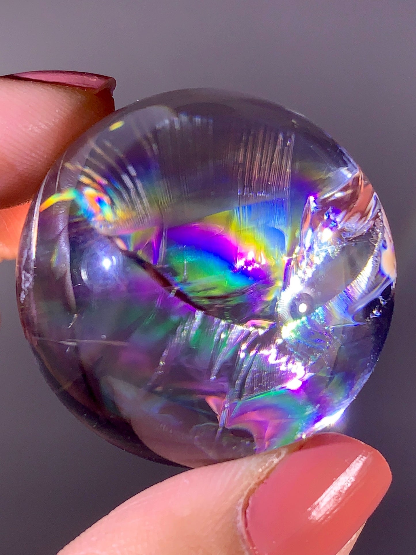 High-Grade Clear Quartz Sphere with Natural Rainbow Inclusion | Brazil