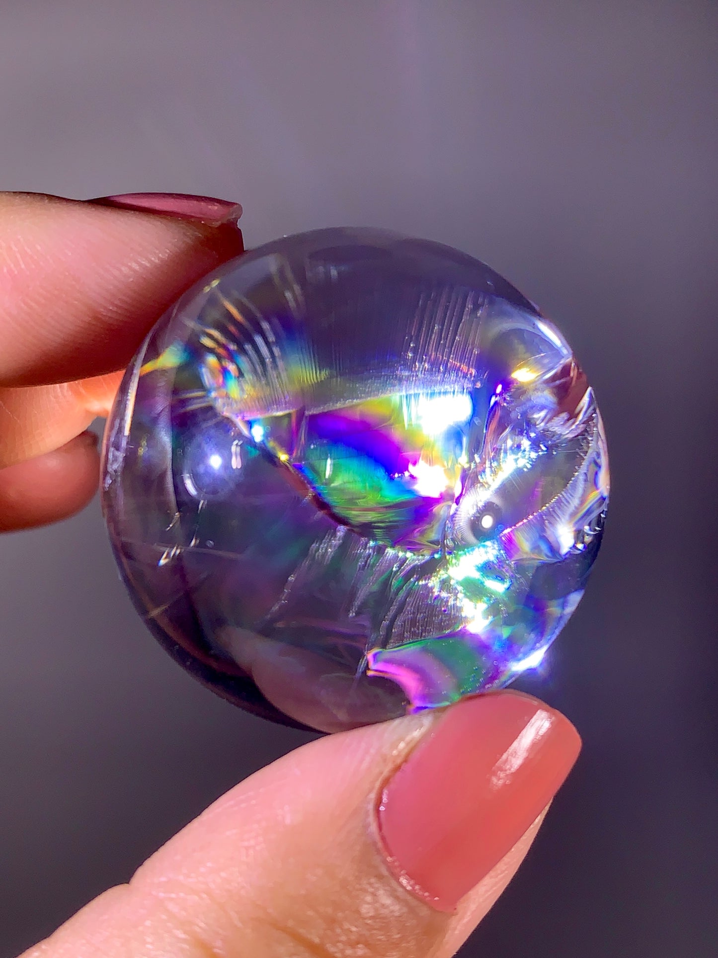 High-Grade Clear Quartz Sphere with Natural Rainbow Inclusion | Brazil