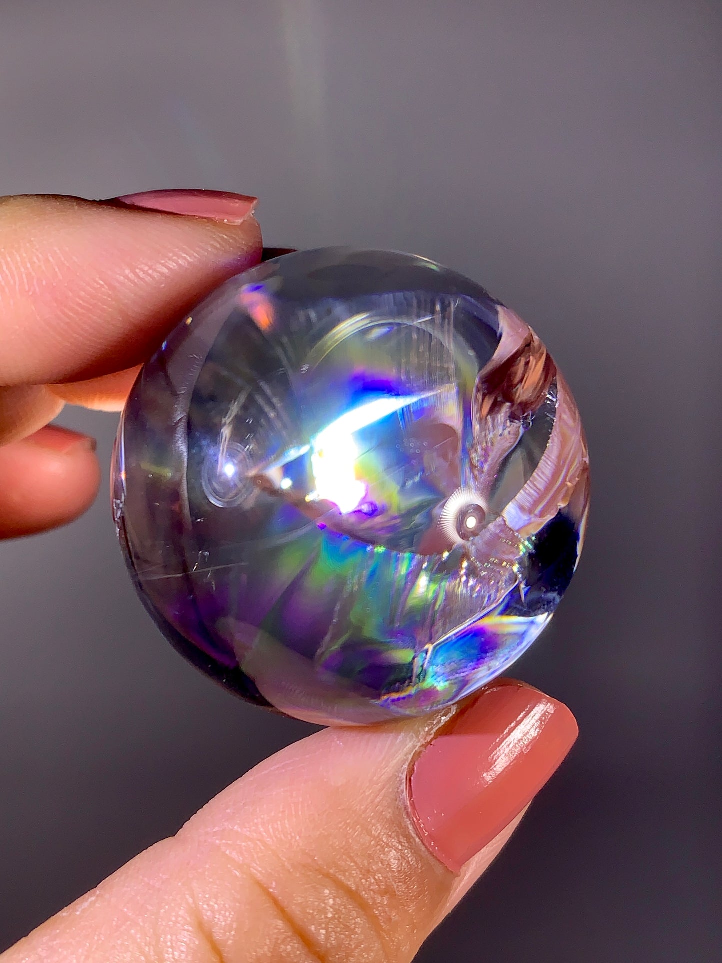 High-Grade Clear Quartz Sphere with Natural Rainbow Inclusion | Brazil