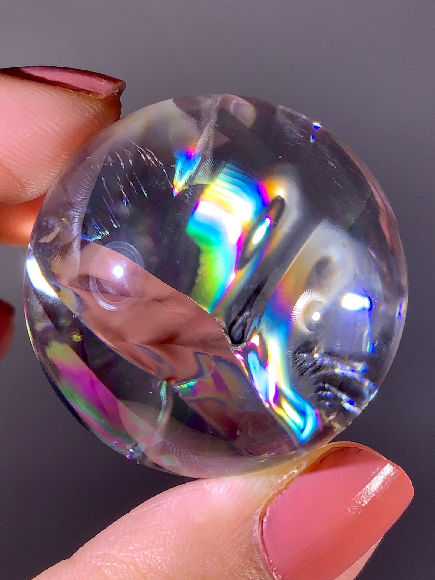 High-Grade Clear Quartz Sphere with Natural Rainbow Inclusion | Brazil