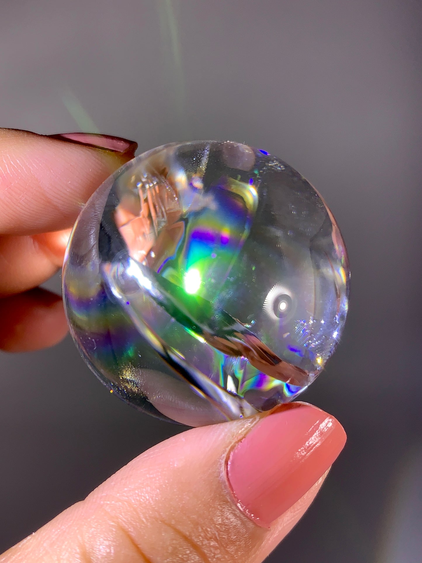 High-Grade Clear Quartz Sphere with Natural Rainbow Inclusion | Brazil
