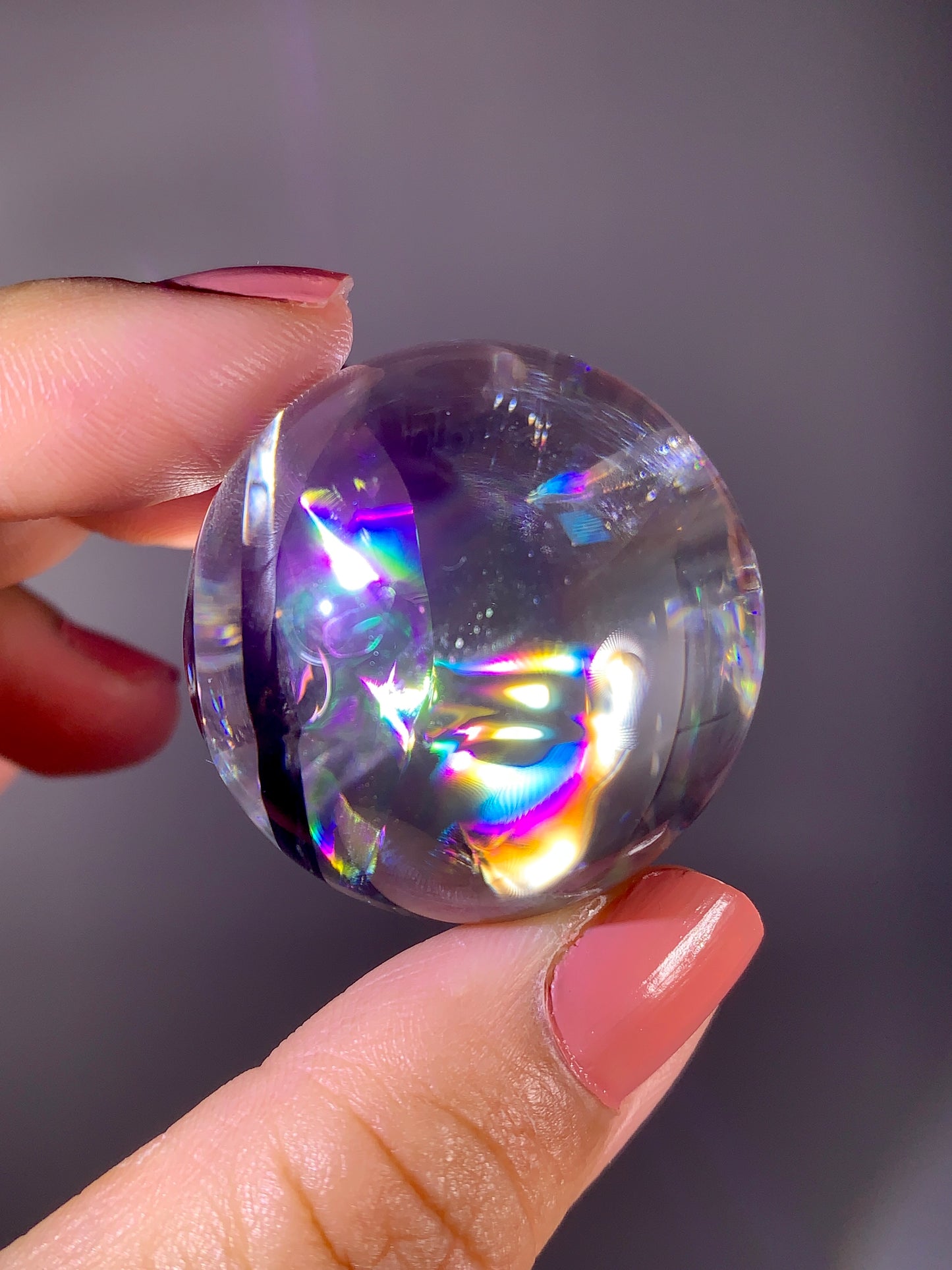 High-Grade Clear Quartz Sphere with Natural Rainbow Inclusion | Brazil