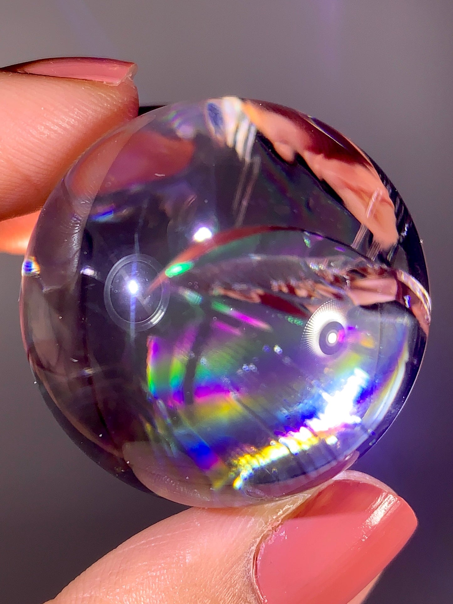 High-Grade Clear Quartz Sphere with Natural Rainbow Inclusion | Brazil