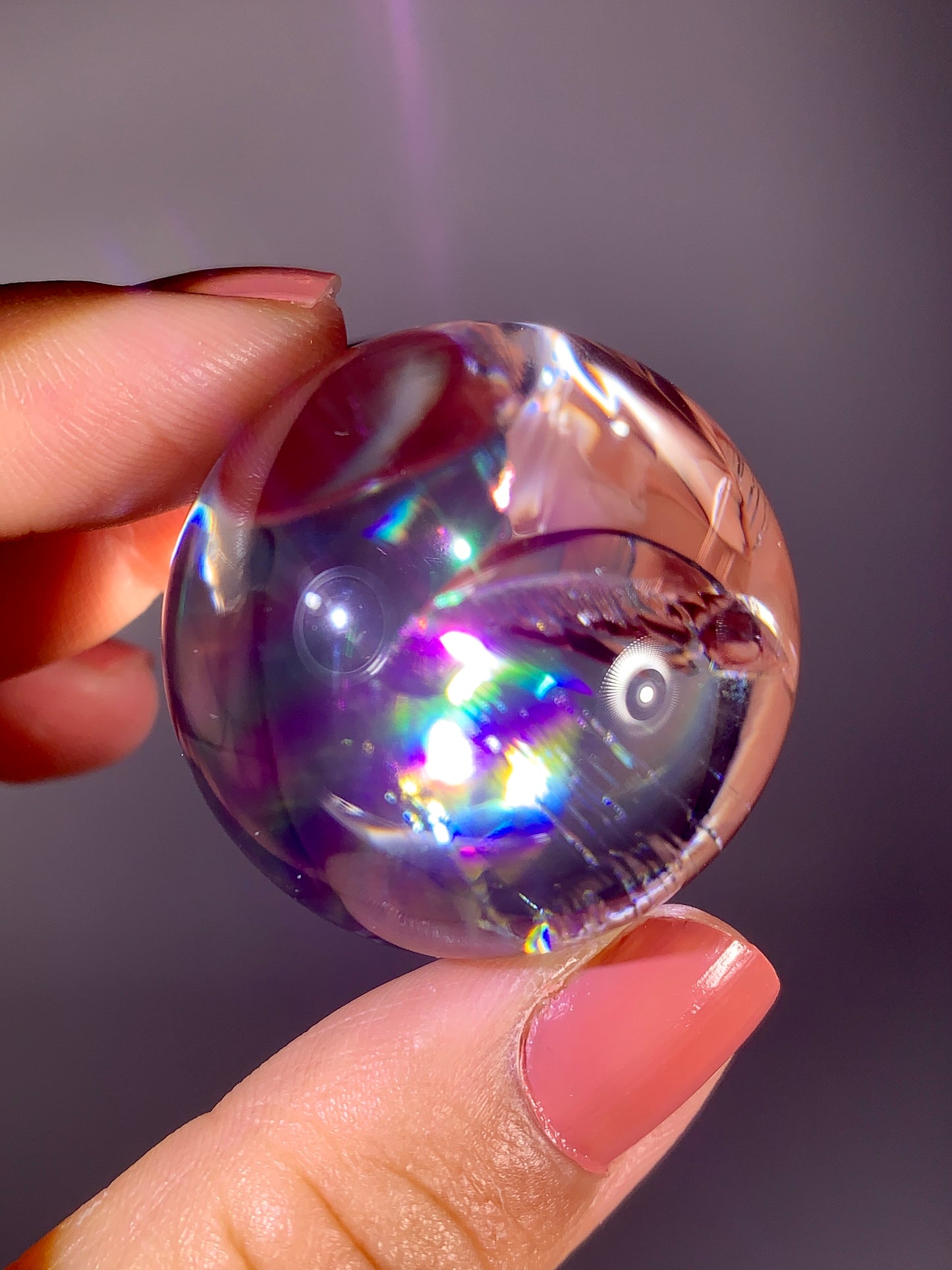 High-Grade Clear Quartz Sphere with Natural Rainbow Inclusion | Brazil