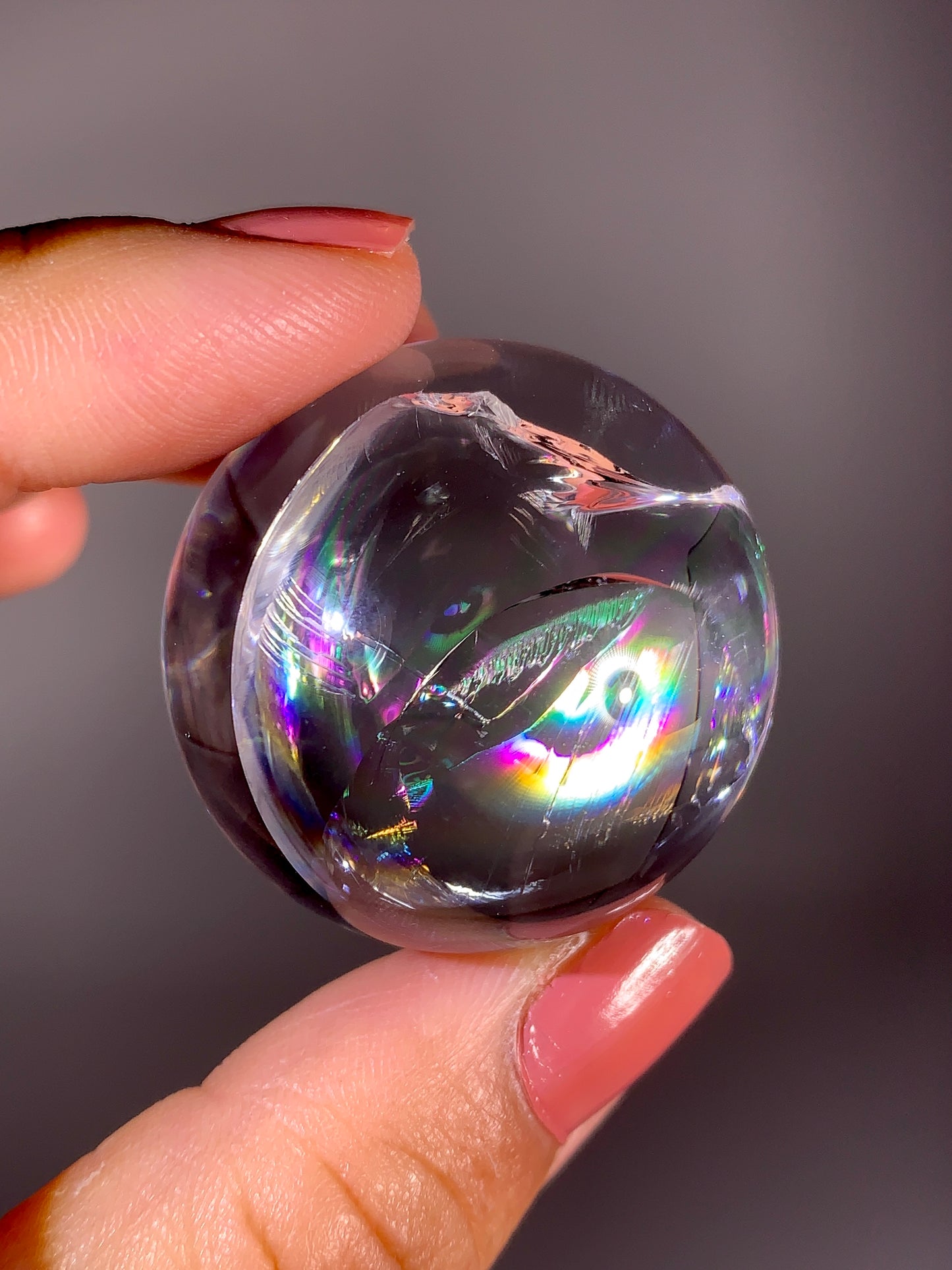 High-Grade Clear Quartz Sphere with Natural Rainbow Inclusion | Brazil