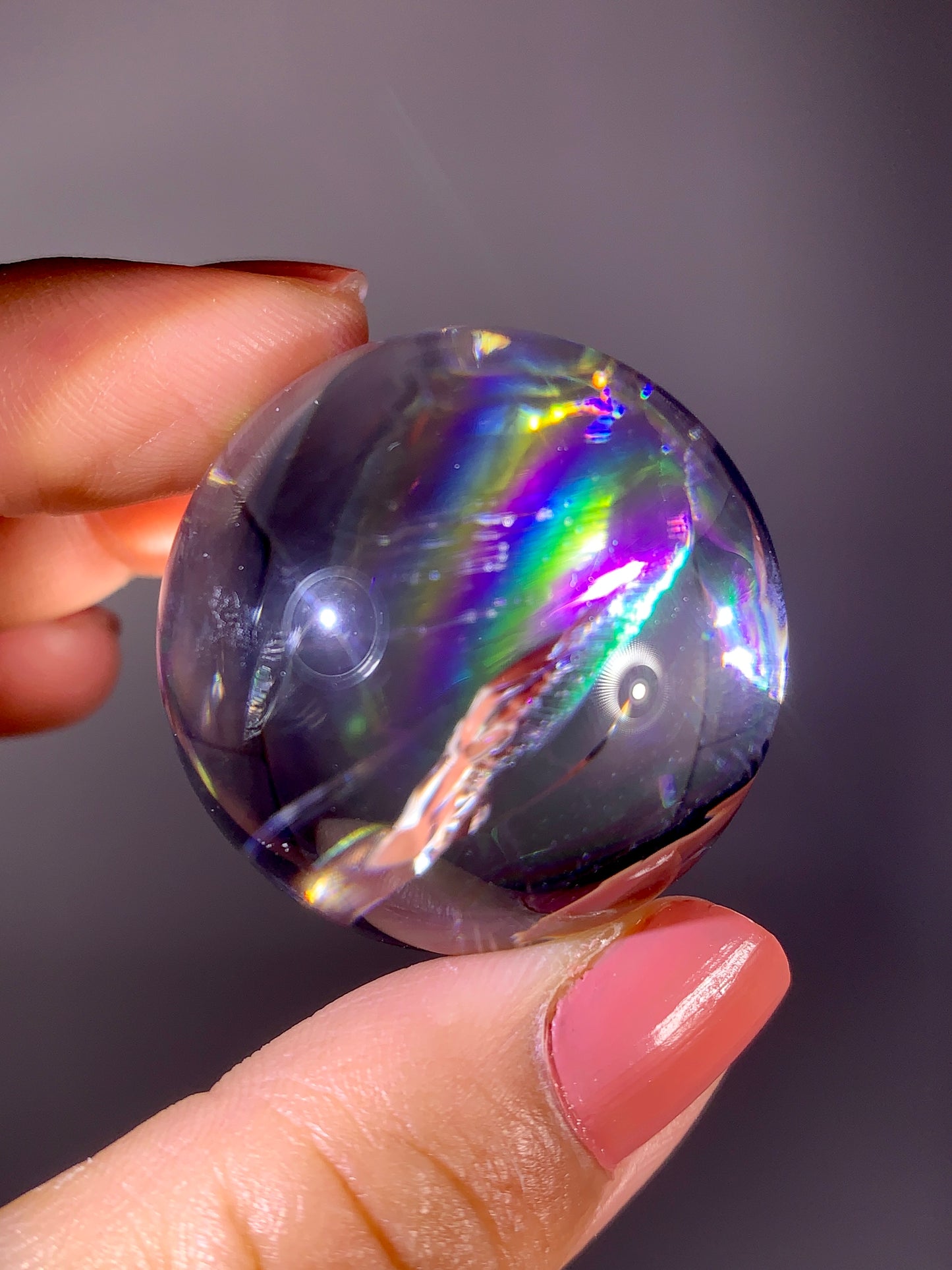 High-Grade Clear Quartz Sphere with Natural Rainbow Inclusion | Brazil