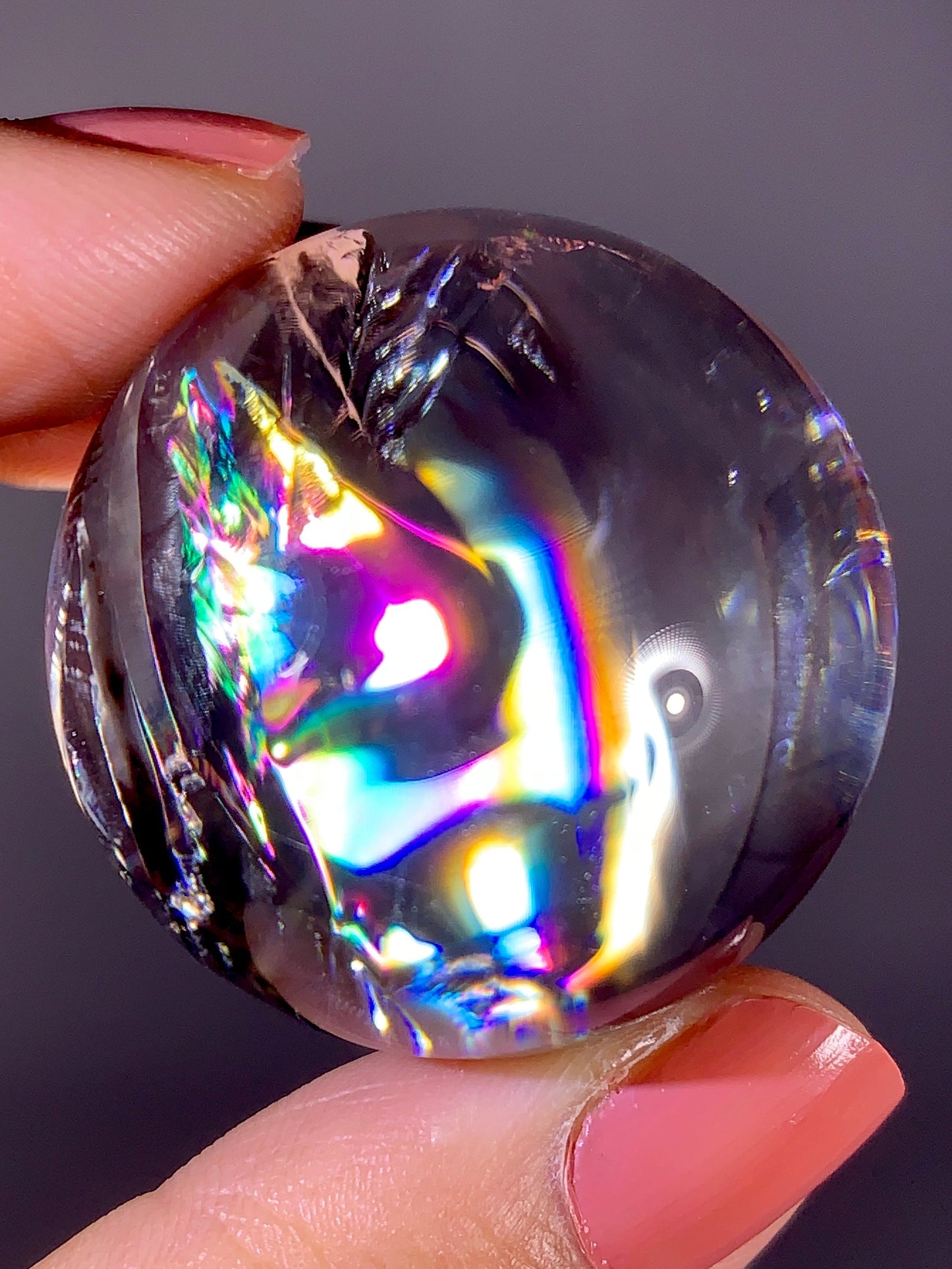 High-Grade Clear Quartz Sphere with Natural Rainbow Inclusion | Brazil