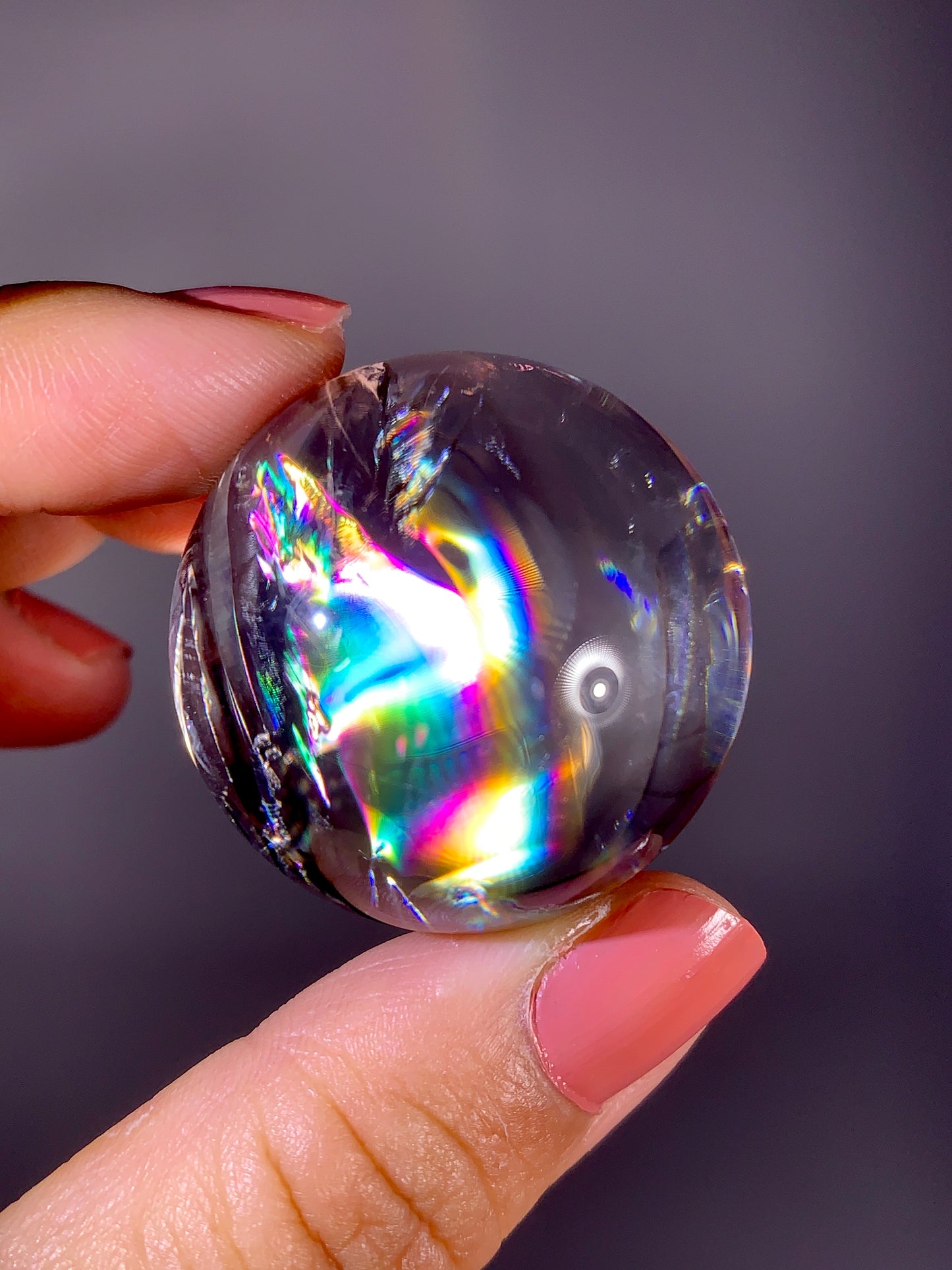 High-Grade Clear Quartz Sphere with Natural Rainbow Inclusion | Brazil