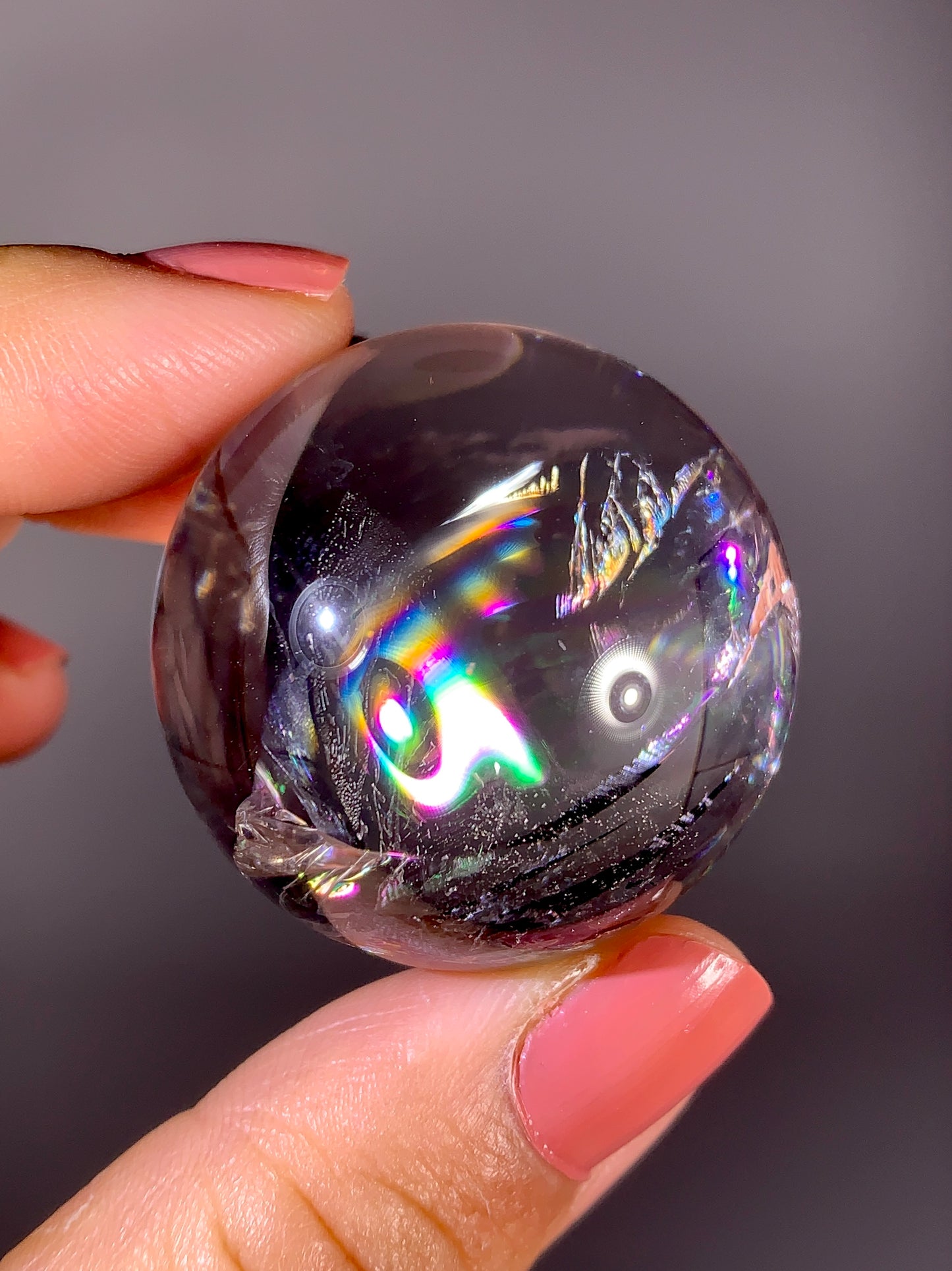 High-Grade Clear Quartz Sphere with Natural Rainbow Inclusion | Brazil