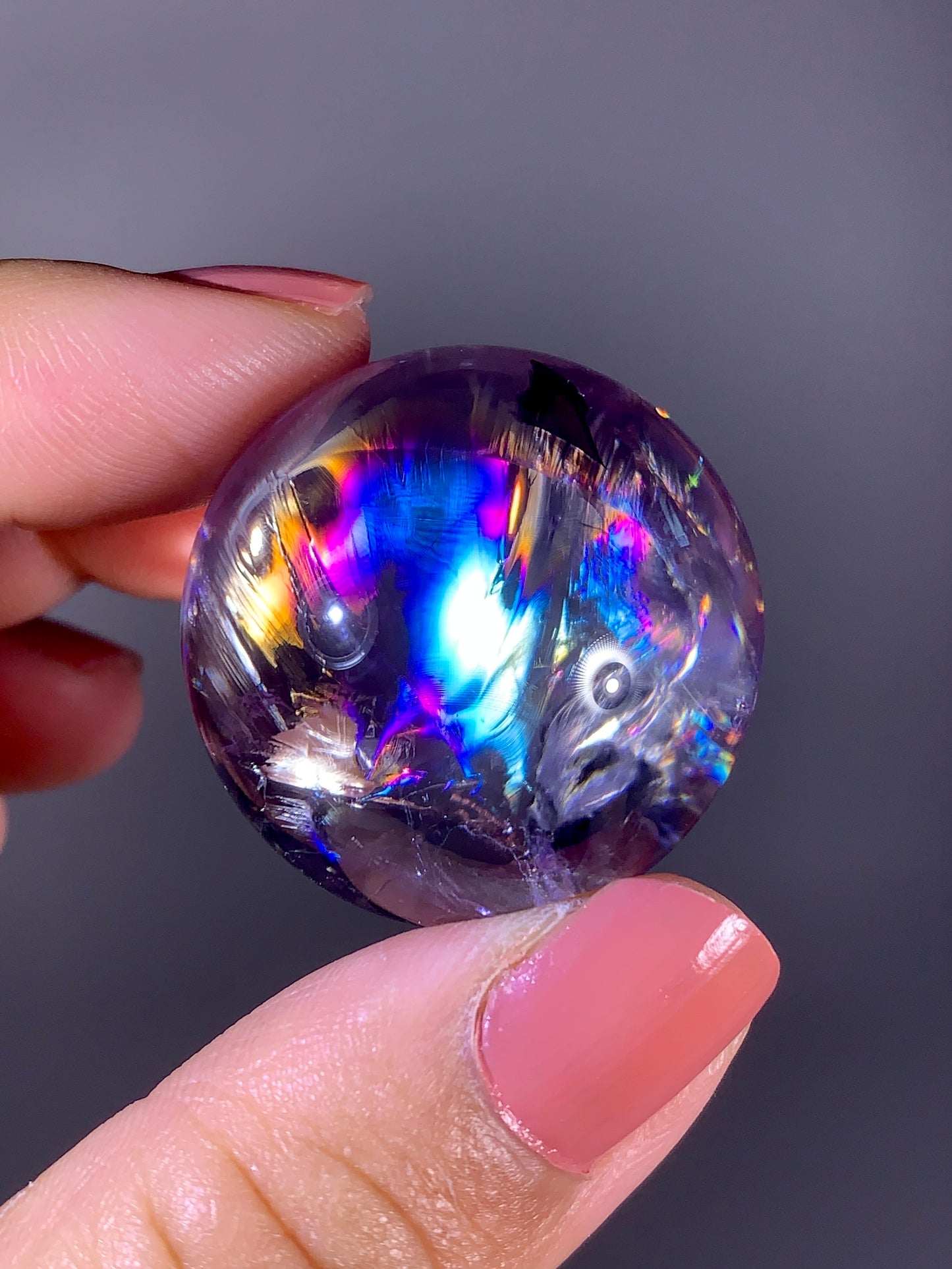 High-Grade Light Lavender Amethyst Sphere with Natural Rainbow Inclusion | Brazil
