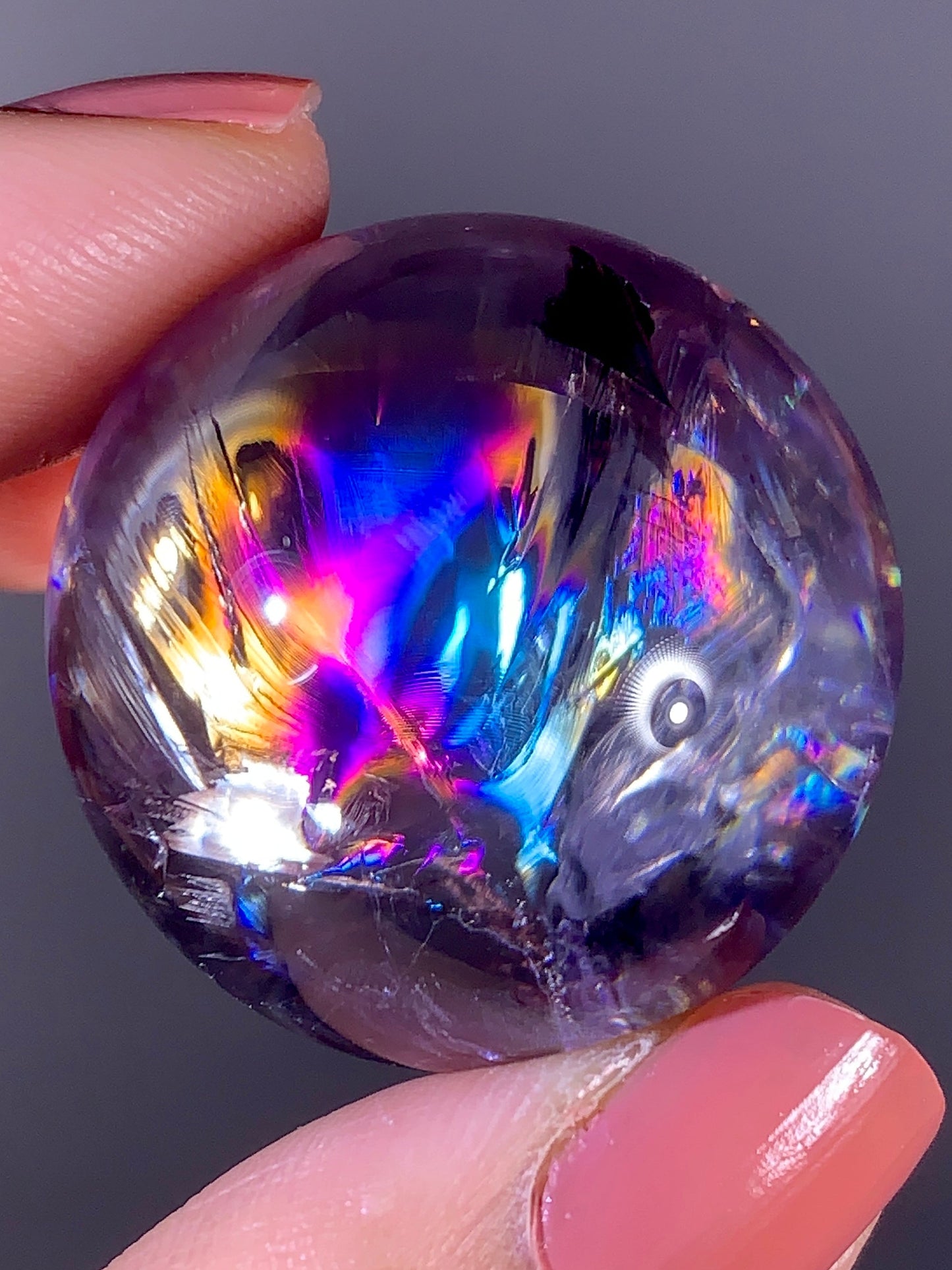High-Grade Light Lavender Amethyst Sphere with Natural Rainbow Inclusion | Brazil