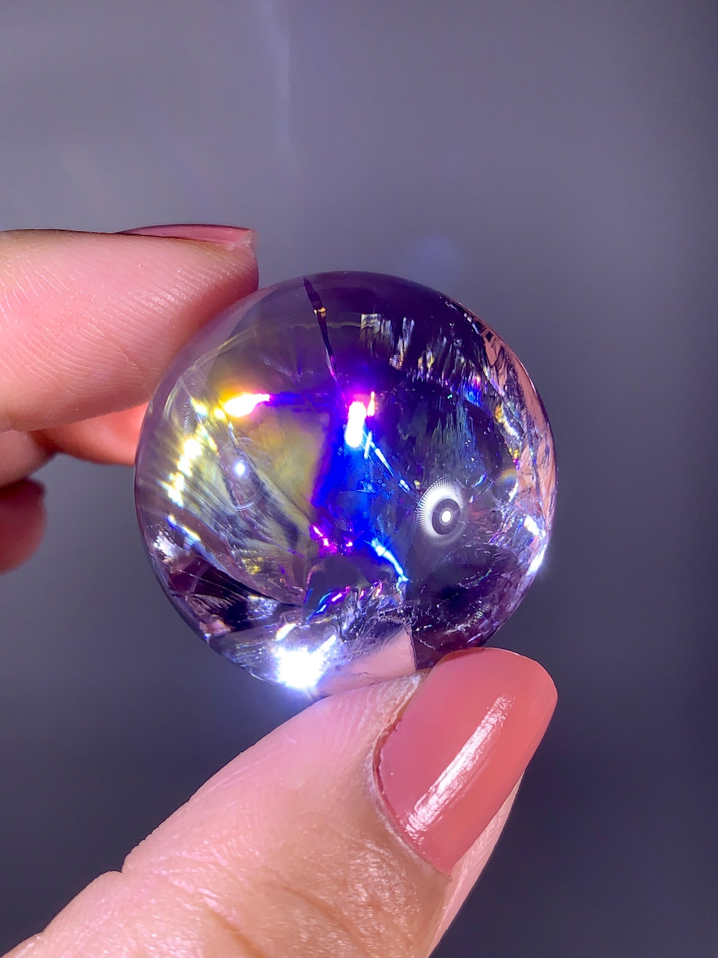 High-Grade Light Lavender Amethyst Sphere with Natural Rainbow Inclusion | Brazil
