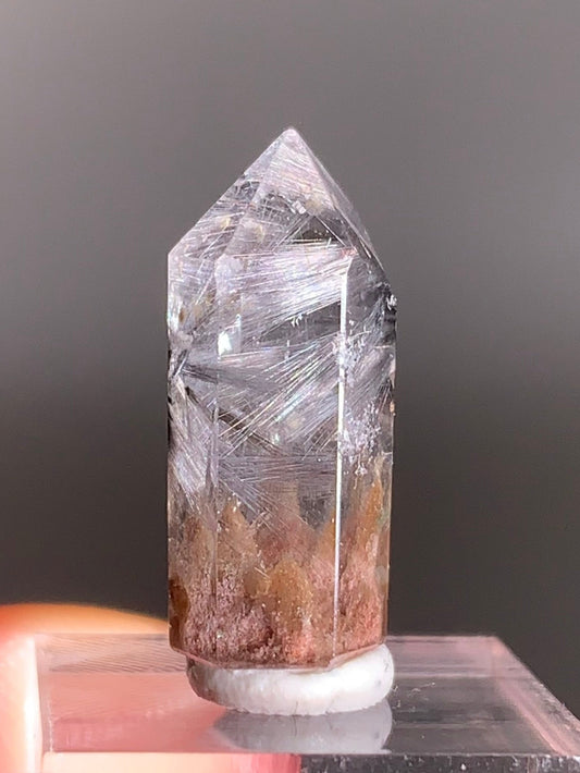 Rare Dark Silver Brookite Rutile in Brown Garden Quartz Crystal from Brazil