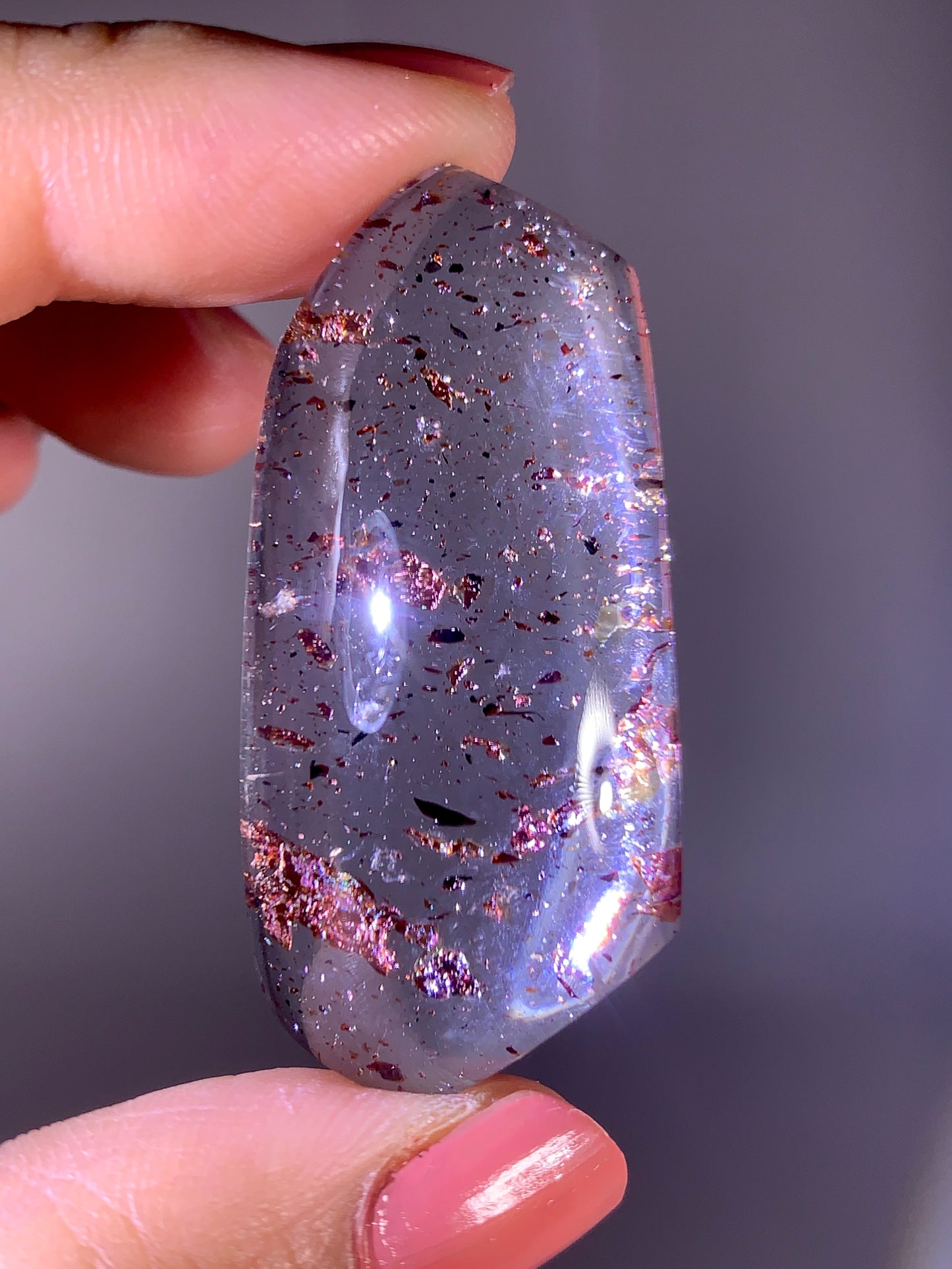 Rare Shiny Red Hematite Flake Quartz from Madagascar | Collector’s Grade Inclusion Crystal