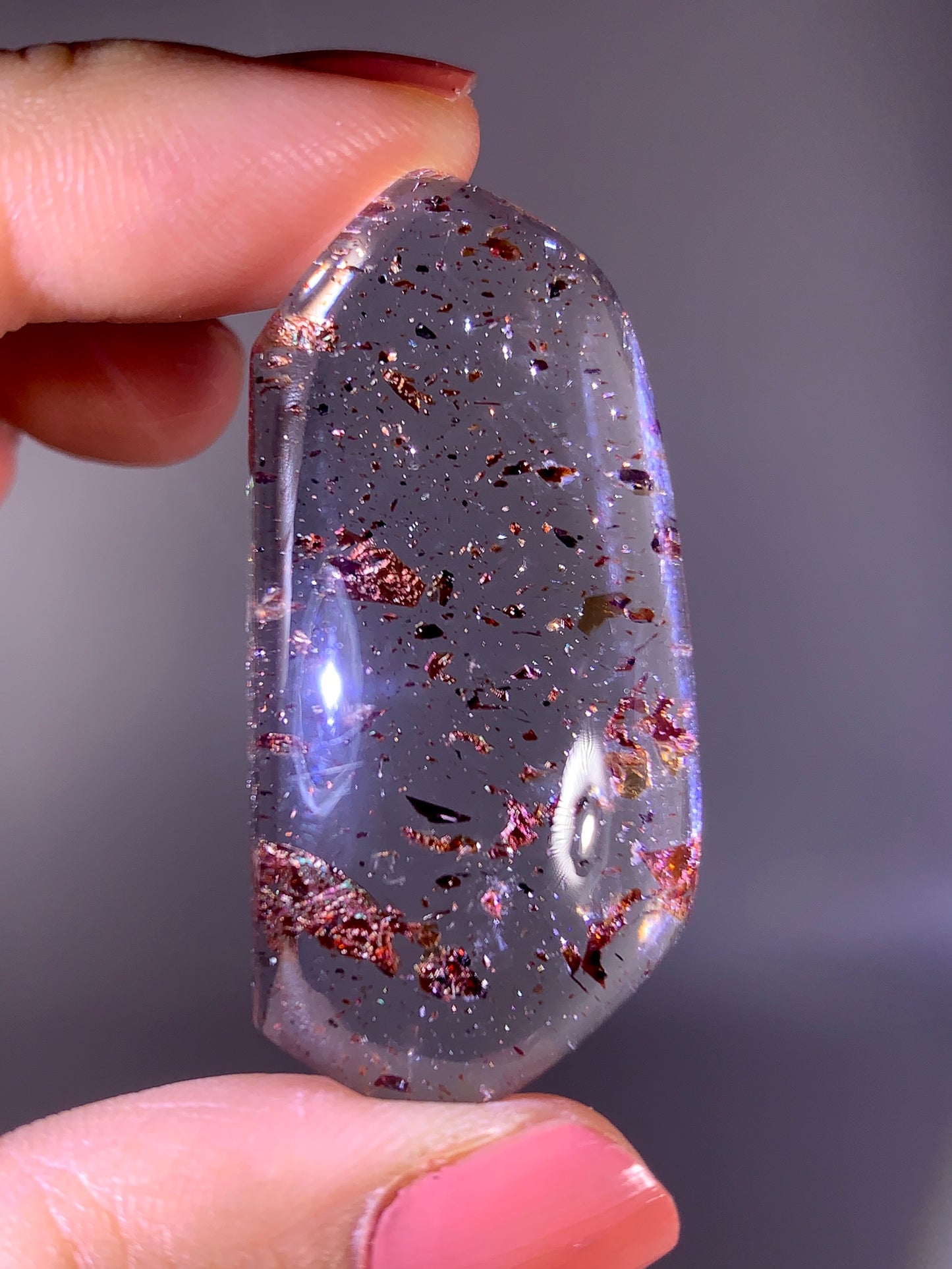 Rare Shiny Red Hematite Flake Quartz from Madagascar | Collector’s Grade Inclusion Crystal