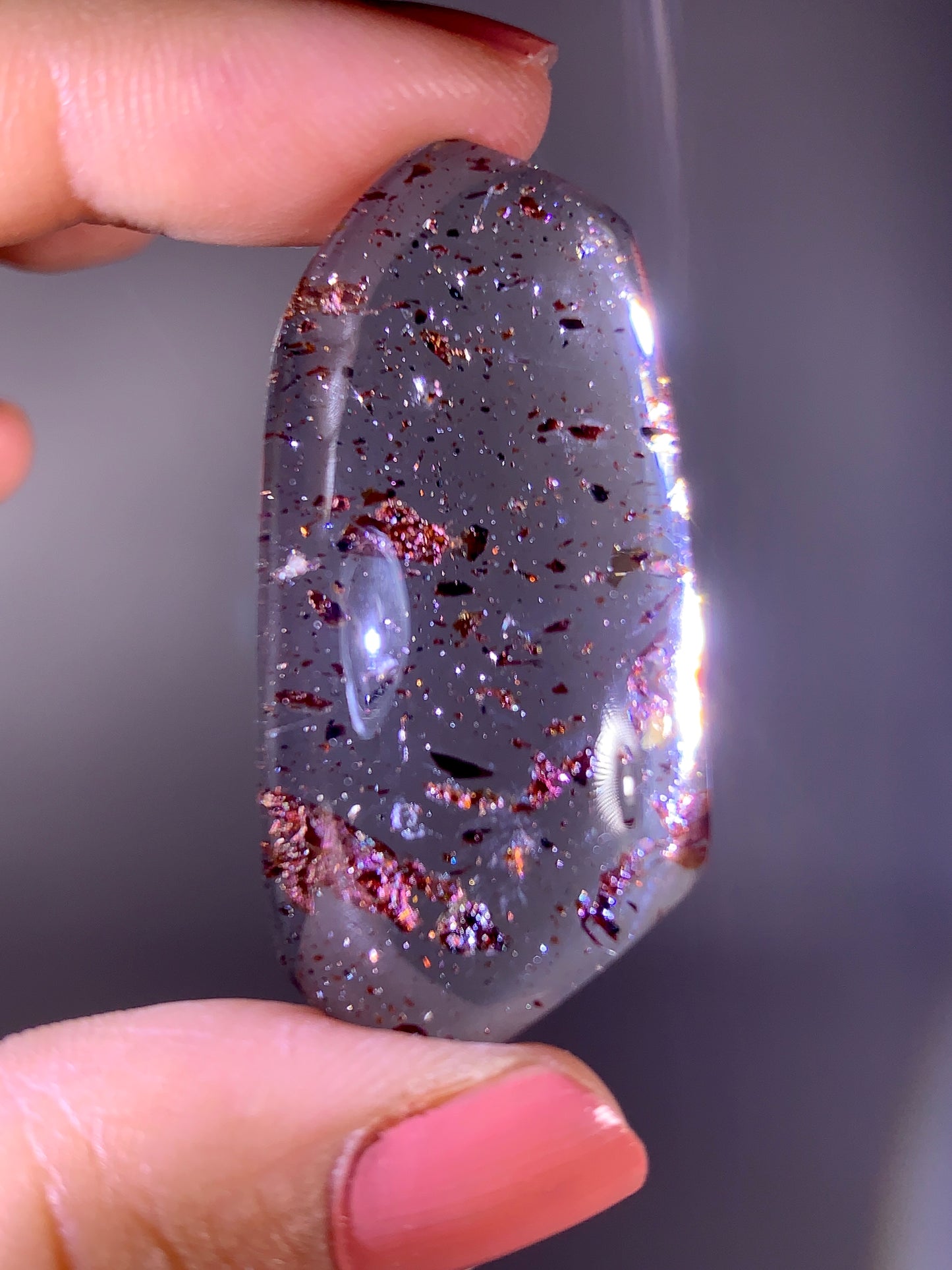 Rare Shiny Red Hematite Flake Quartz from Madagascar | Collector’s Grade Inclusion Crystal