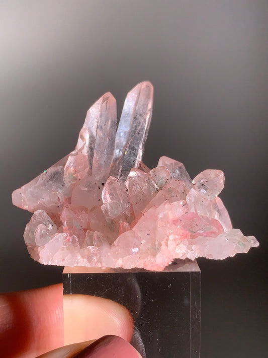 Pink Himalayan Samadhi Quartz with Green Phantom Inclusions