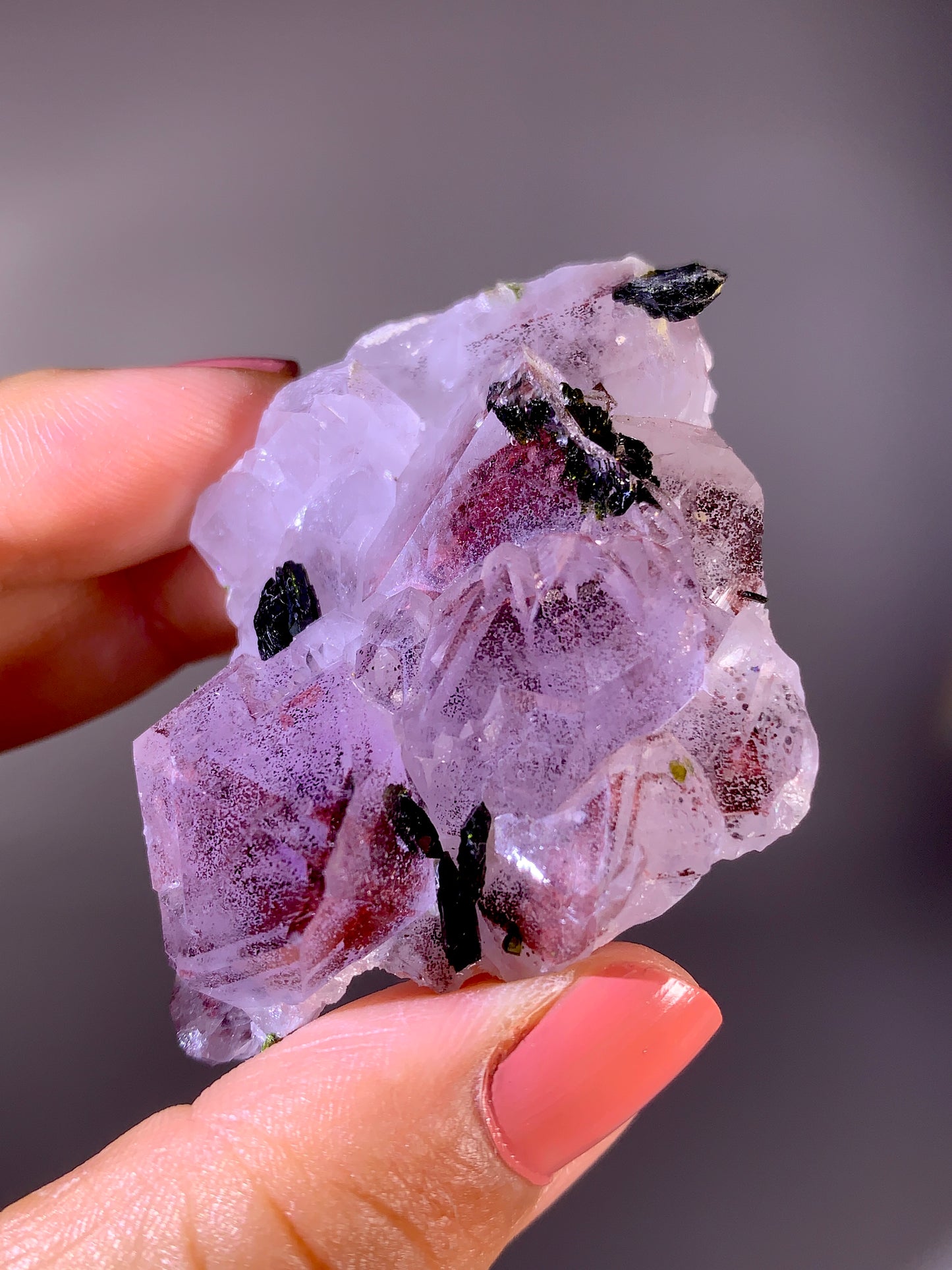 High-Grade Red Sichuan Garden Quartz with Hematite Inclusion on Amethyst & Epidote | Rare Collector Mineral Specimen