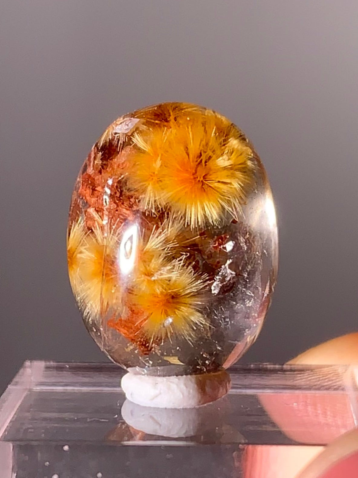 Rare Gold Rutile Red Garden Quartz Polished Cabochon | Collector’s Grade Crystal
