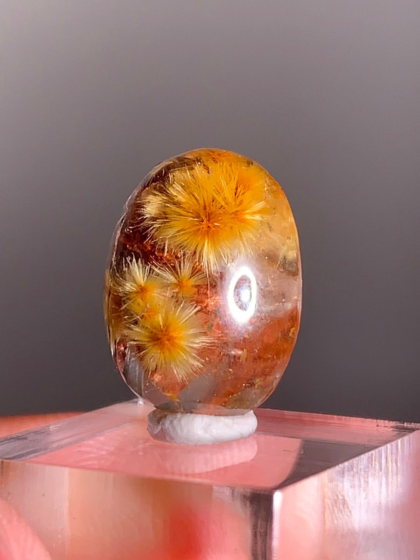 Rare Gold Rutile Red Garden Quartz Polished Cabochon | Collector’s Grade Crystal