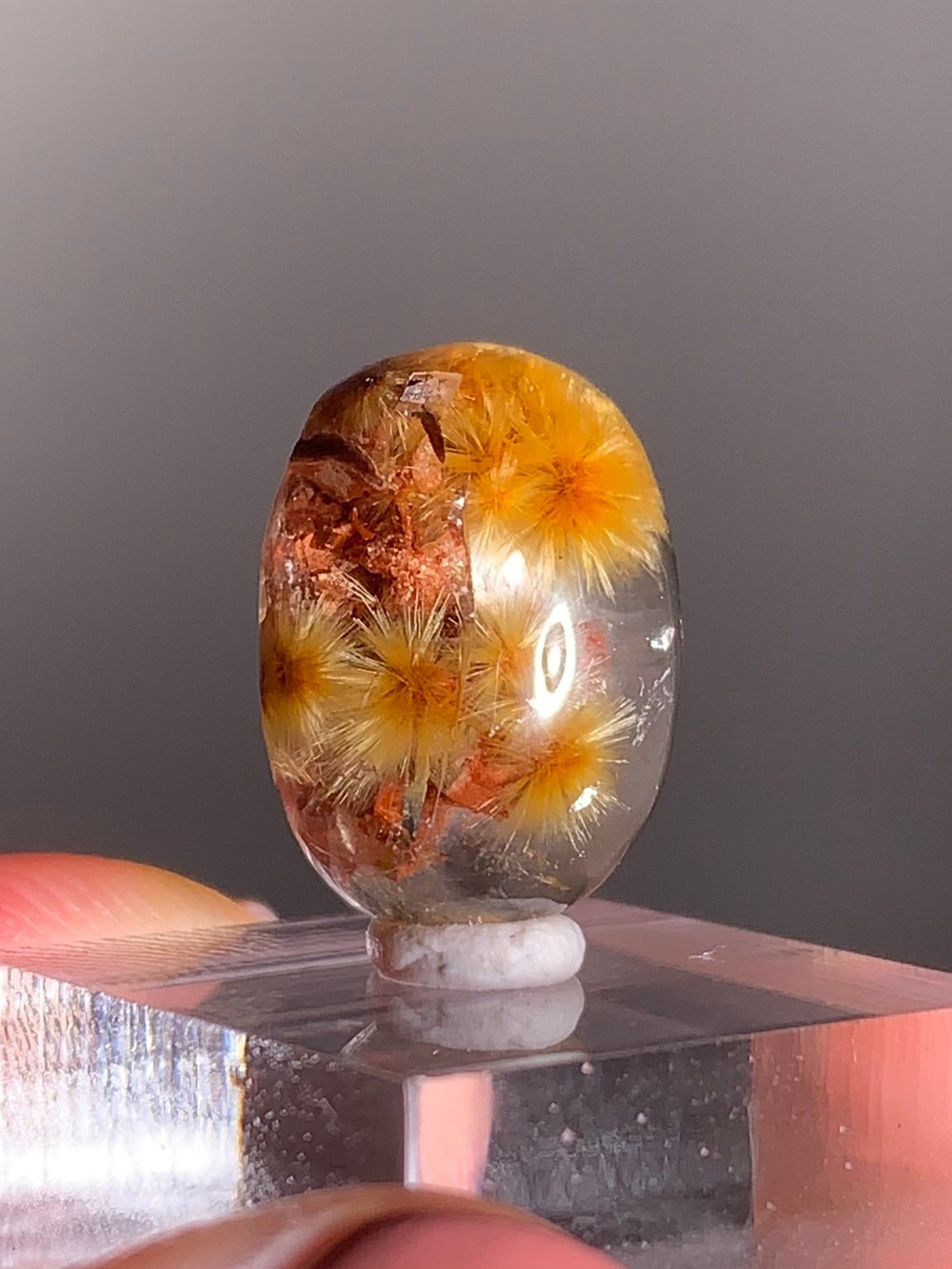 Rare Gold Rutile Red Garden Quartz Polished Cabochon | Collector’s Grade Crystal