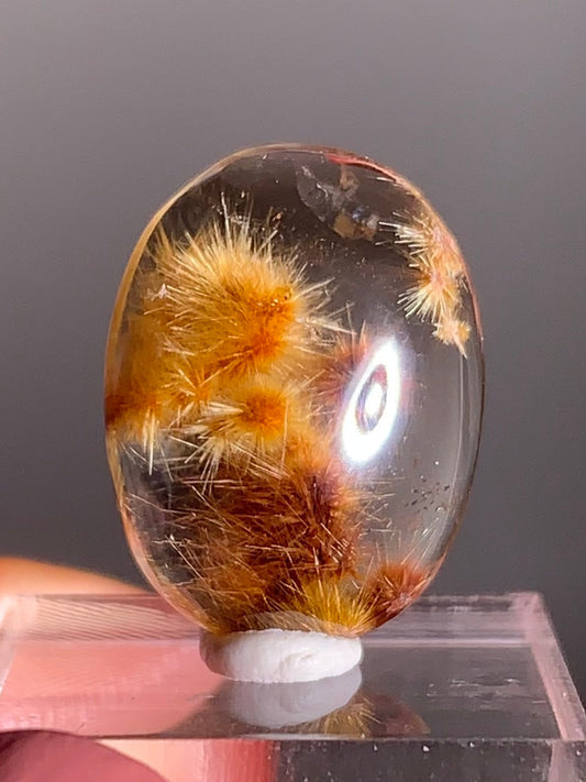 Rare Gold & Red Copper Firework Rutile Quartz Polished Cabochon – Collector's Grade Crystal