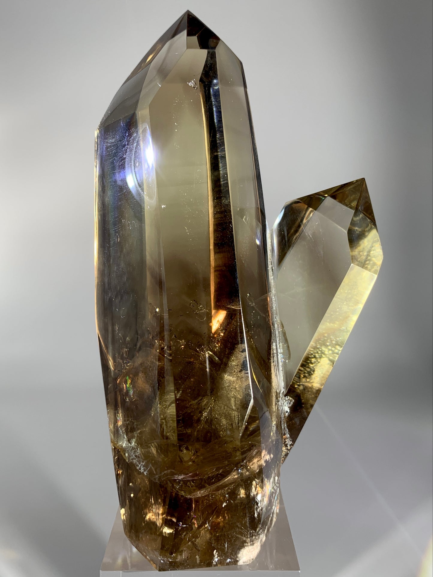 Rare Smoky Quartz Double Point Formation with Phantom & Blue Needle Inclusions from Brazil | Collector’s Specimen