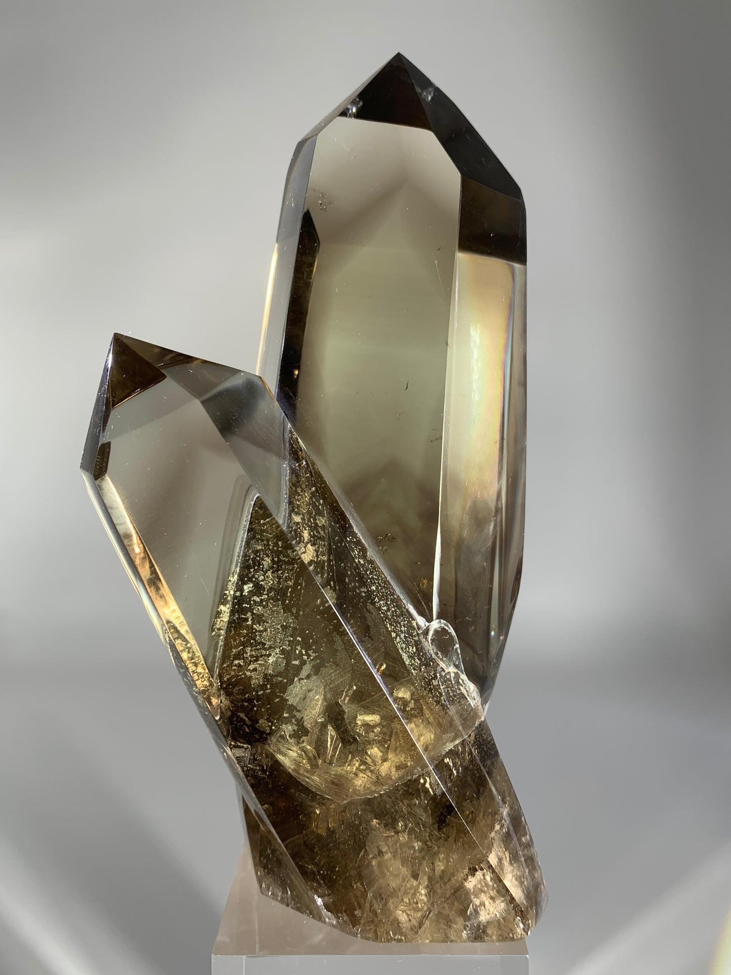 Rare Smoky Quartz Double Point Formation with Phantom & Blue Needle Inclusions from Brazil | Collector’s Specimen