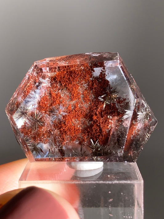 Silver Flower Rutile with Red Garden Inclusion Polished Freeform from Brazil – Rare Collector’s Crystal