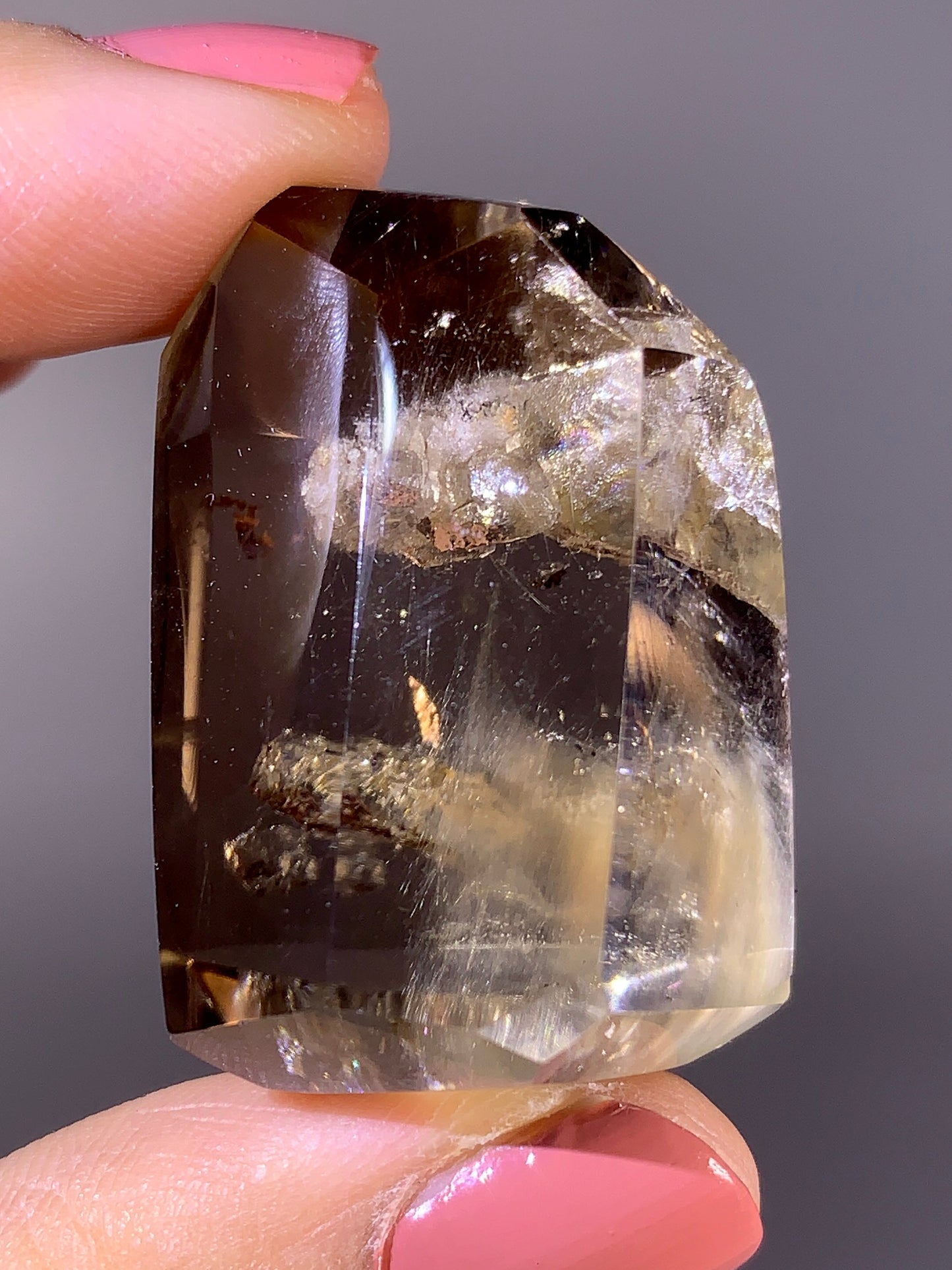 High-Quality Amphibole & Penetrating Quartz-in-Quartz Smoky Quartz Freeform from Madagascar | Rare Collector Specimen