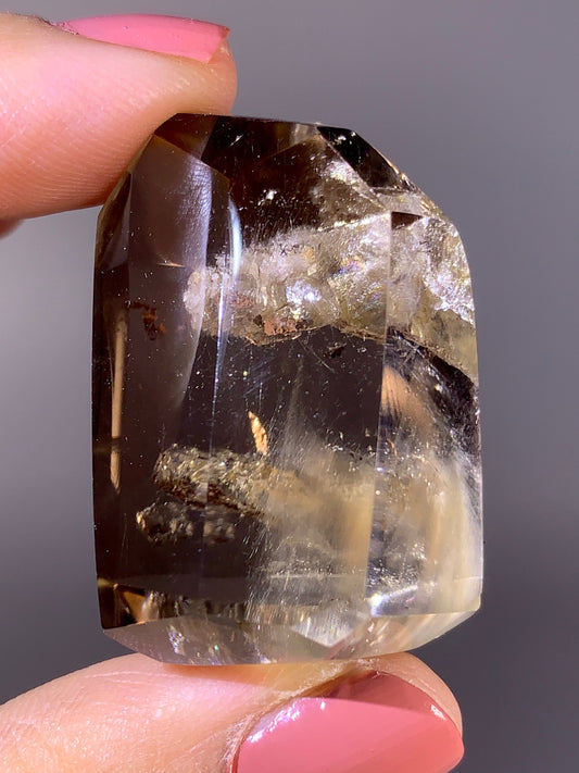 High-Quality Amphibole & Penetrating Quartz-in-Quartz Smoky Quartz Freeform from Madagascar | Rare Collector Specimen