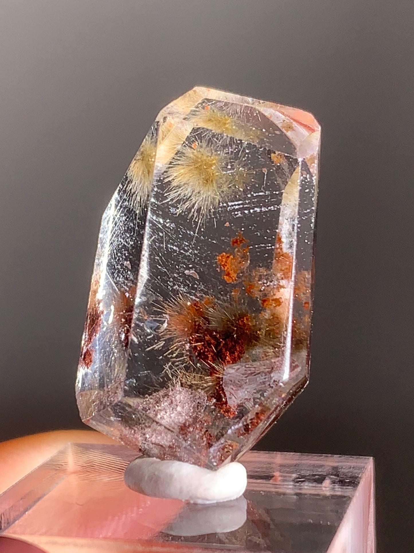 Gold Flower Rutile with Red Garden Inclusion Polished Freeform from Brazil – Rare Collector’s Crystal