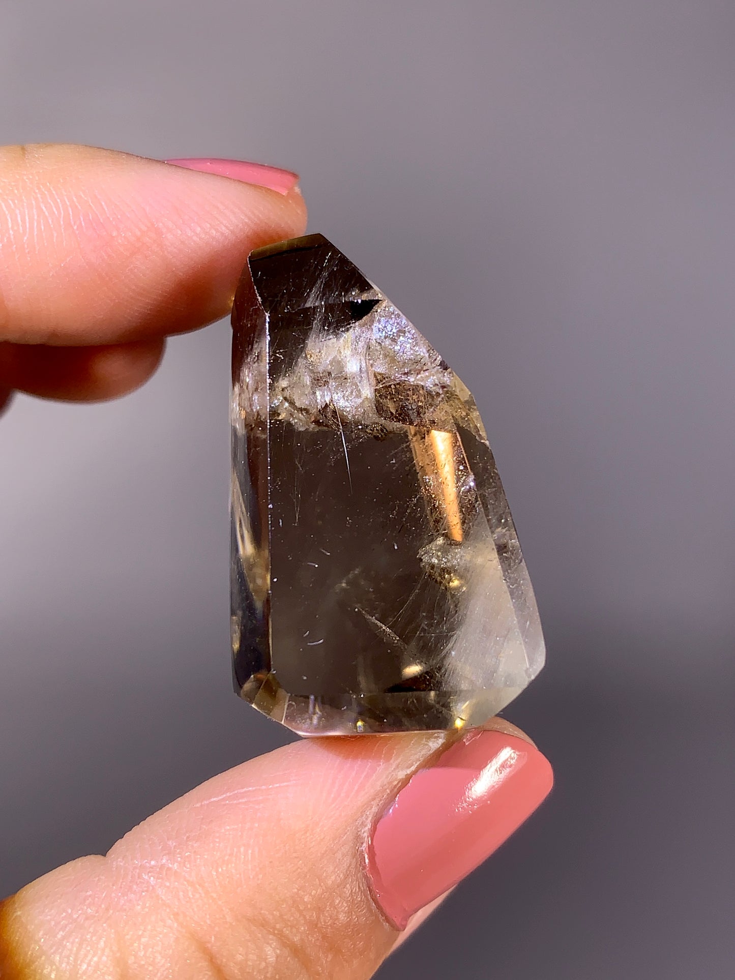 High-Quality Amphibole & Penetrating Quartz-in-Quartz Smoky Quartz Freeform from Madagascar | Rare Collector Specimen