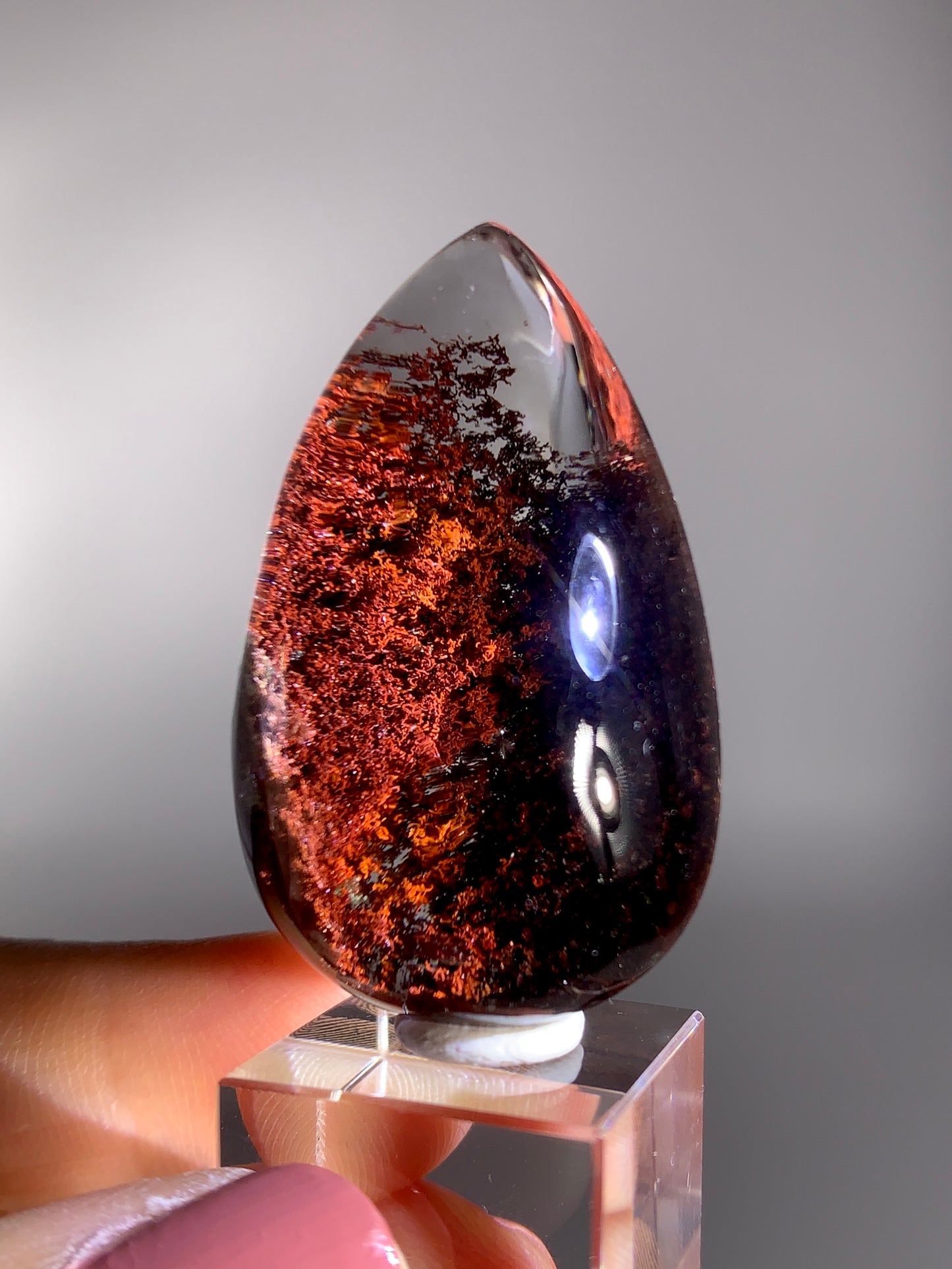 Rare Red Four Season Garden Quartz Polished Teardrop from Brazil | High-Grade Inclusion Quartz Collector Specimen