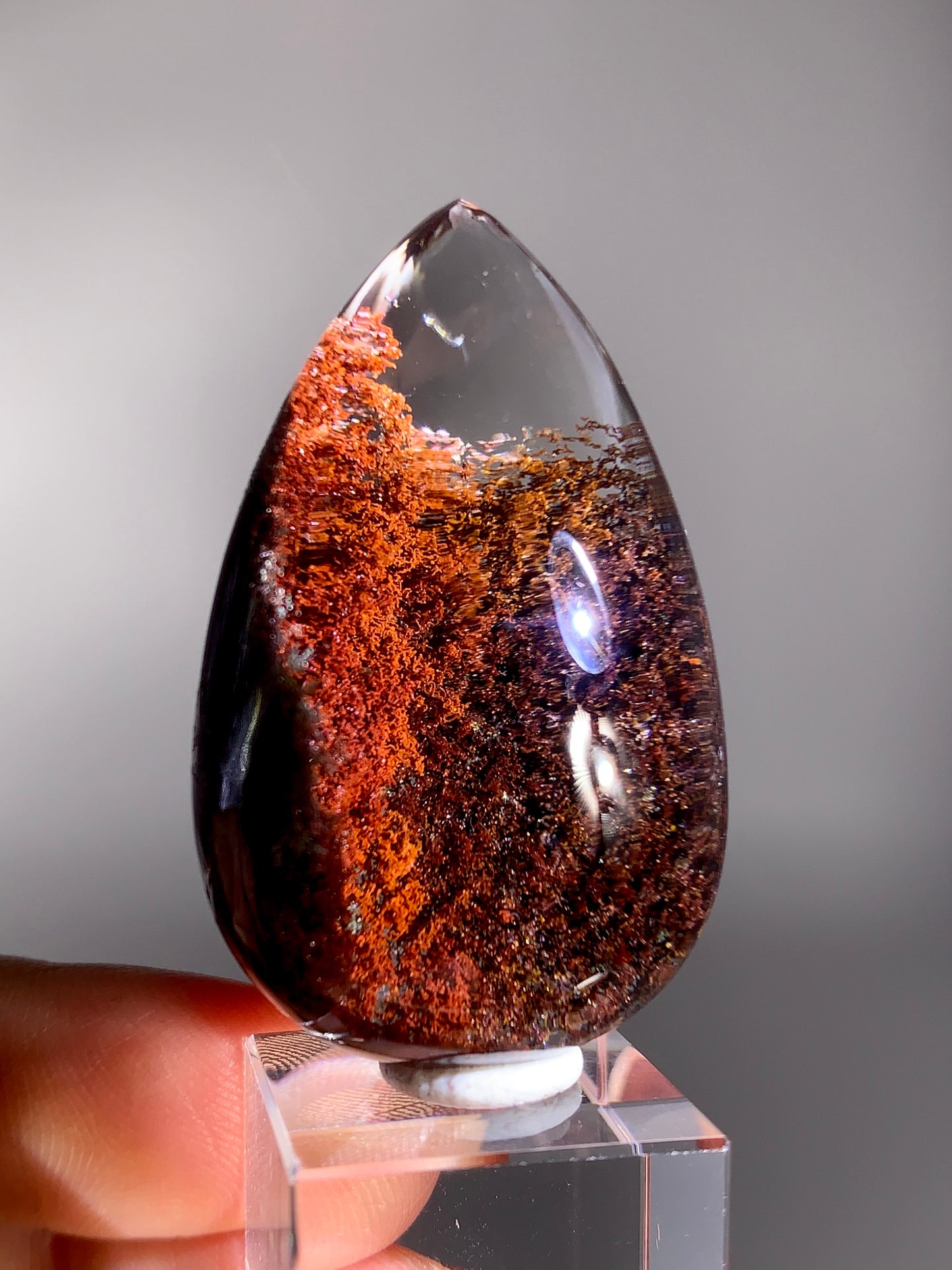 Rare Red Four Season Garden Quartz Polished Teardrop from Brazil | High-Grade Inclusion Quartz Collector Specimen
