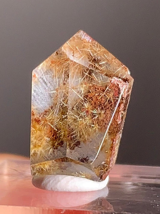 Gold Flower Rutile with Red Garden Inclusion Polished Freeform from Brazil – Rare Collector’s Crystal