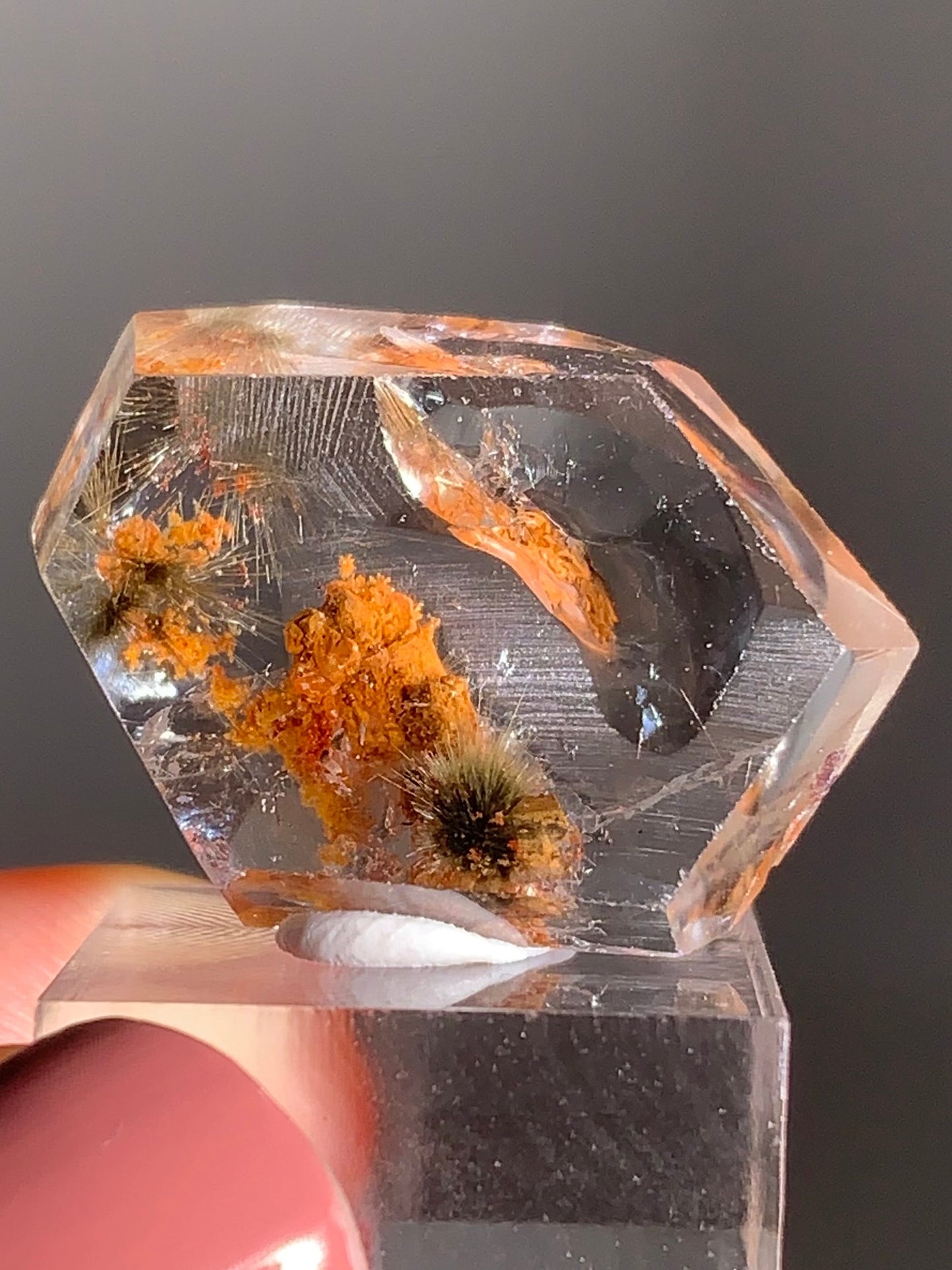 Gold Flower Rutile with Orange Garden Inclusion Polished Freeform from Brazil – Rare Collector’s Crystal