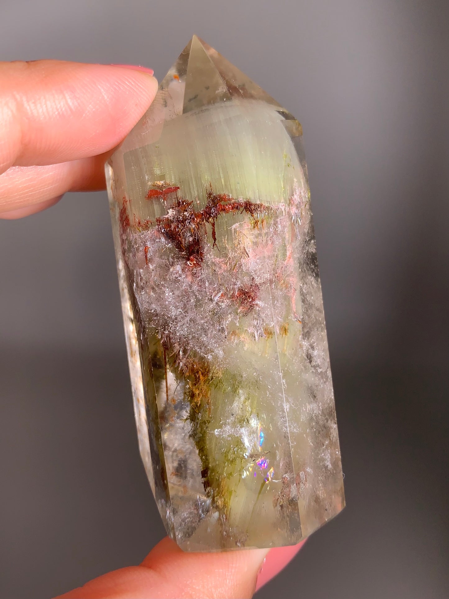 Collector’s Piece Colorful Tourmaline and Green Epidote with Garden Quartz Tower from Brazil – Rare Crystal