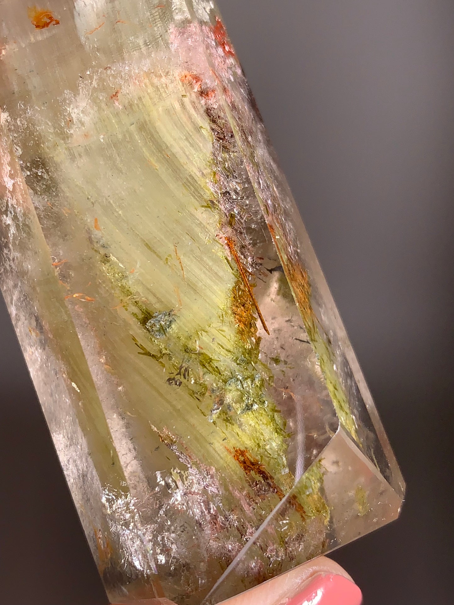 Collector’s Piece Colorful Tourmaline and Green Epidote with Garden Quartz Tower from Brazil – Rare Crystal