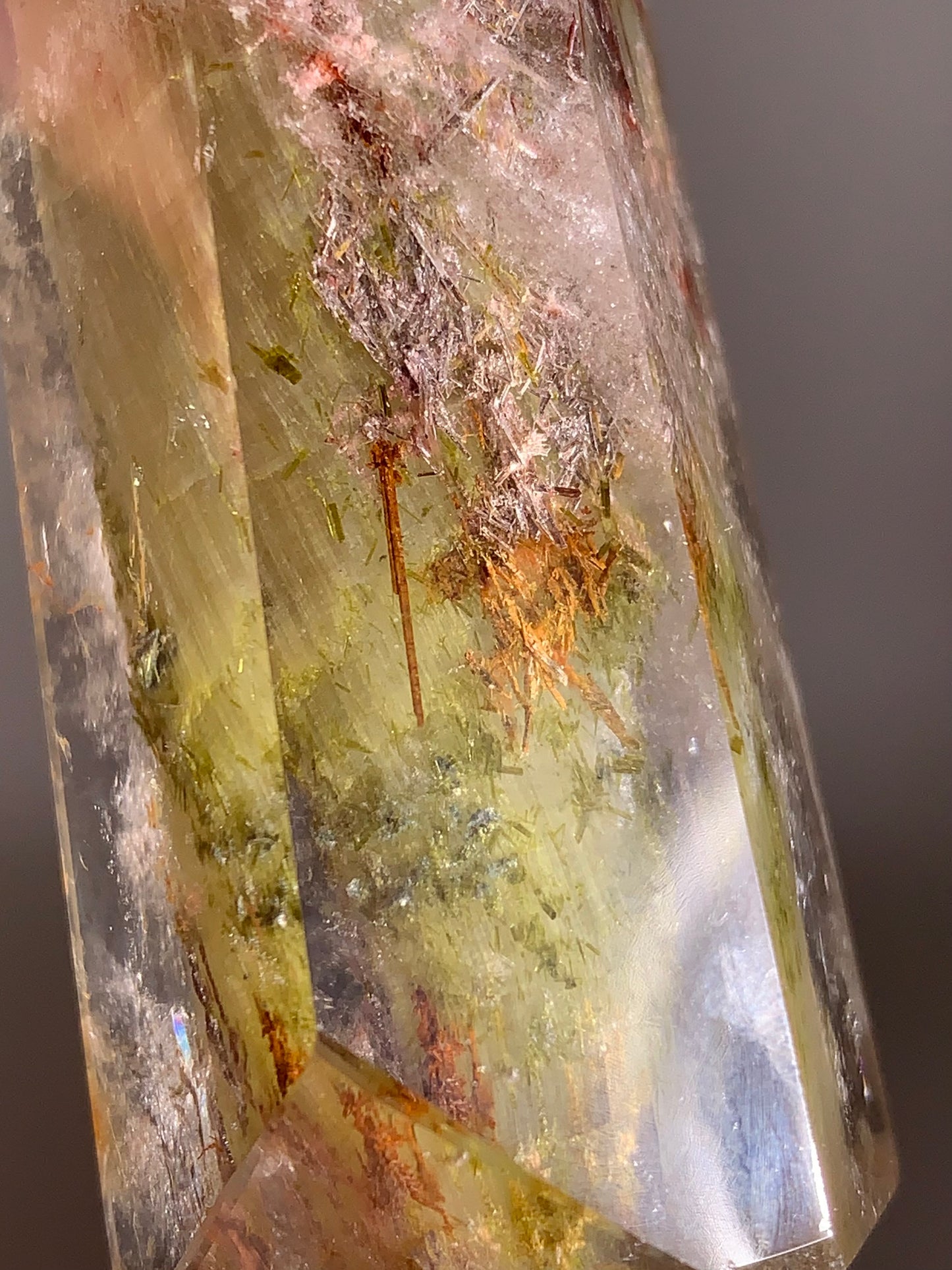 Collector’s Piece Colorful Tourmaline and Green Epidote with Garden Quartz Tower from Brazil – Rare Crystal