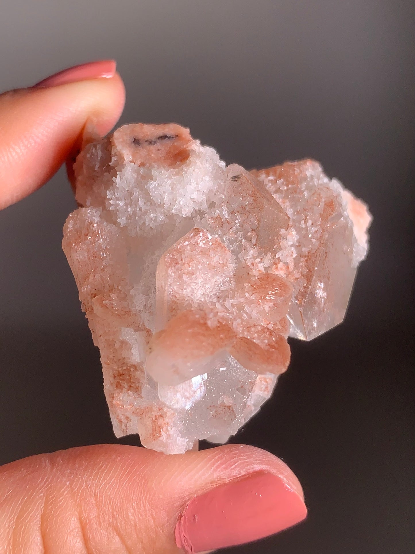 Rare Peachy Pink Apophyllite Specimen from the Himalayas – Collector’s Crystal
