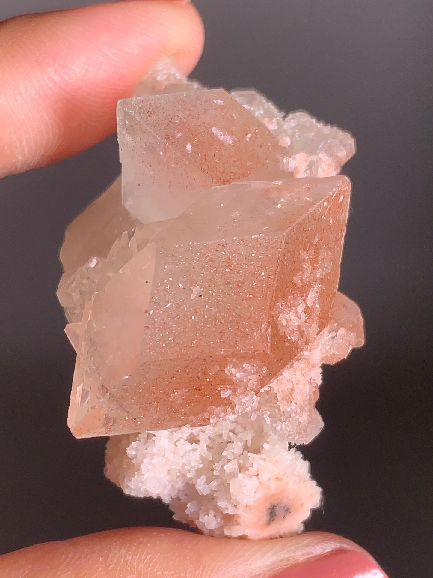 Rare Peachy Pink Apophyllite Specimen from the Himalayas – Collector’s Crystal