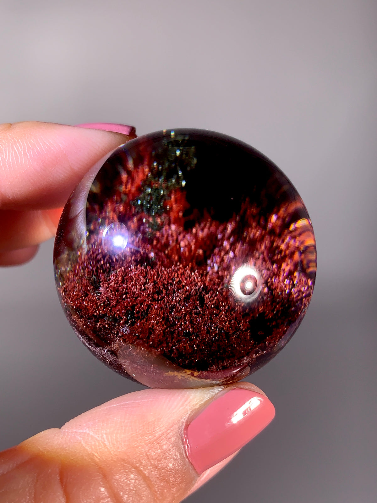 Collector’s Grade Large Red Four Seasons Garden Quartz Sphere | Rare Brazilian Specimen
