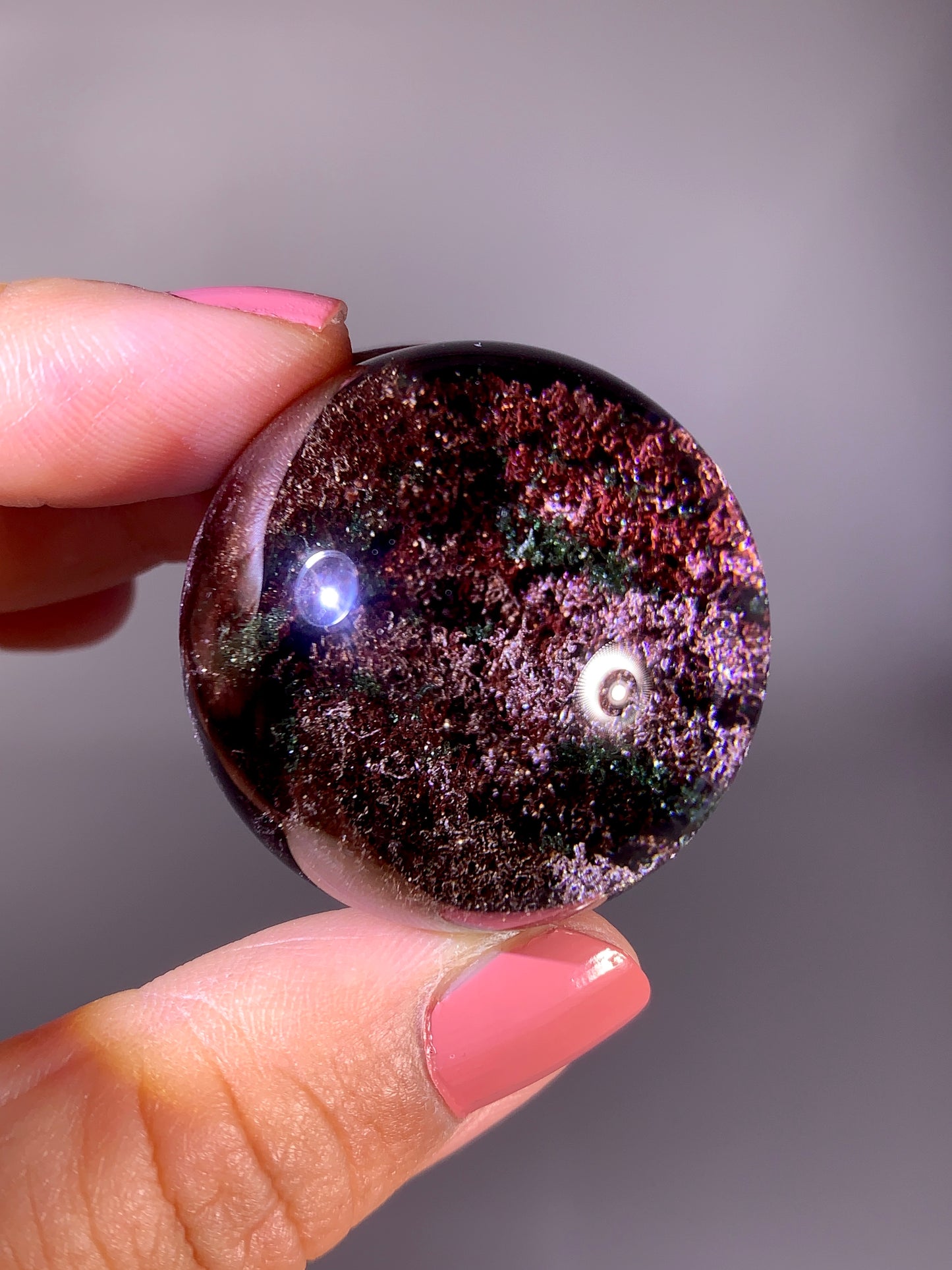Rare Collector’s Grade Four Seasons Garden Quartz Sphere | Shiny Red, Pink & Green | Brazil