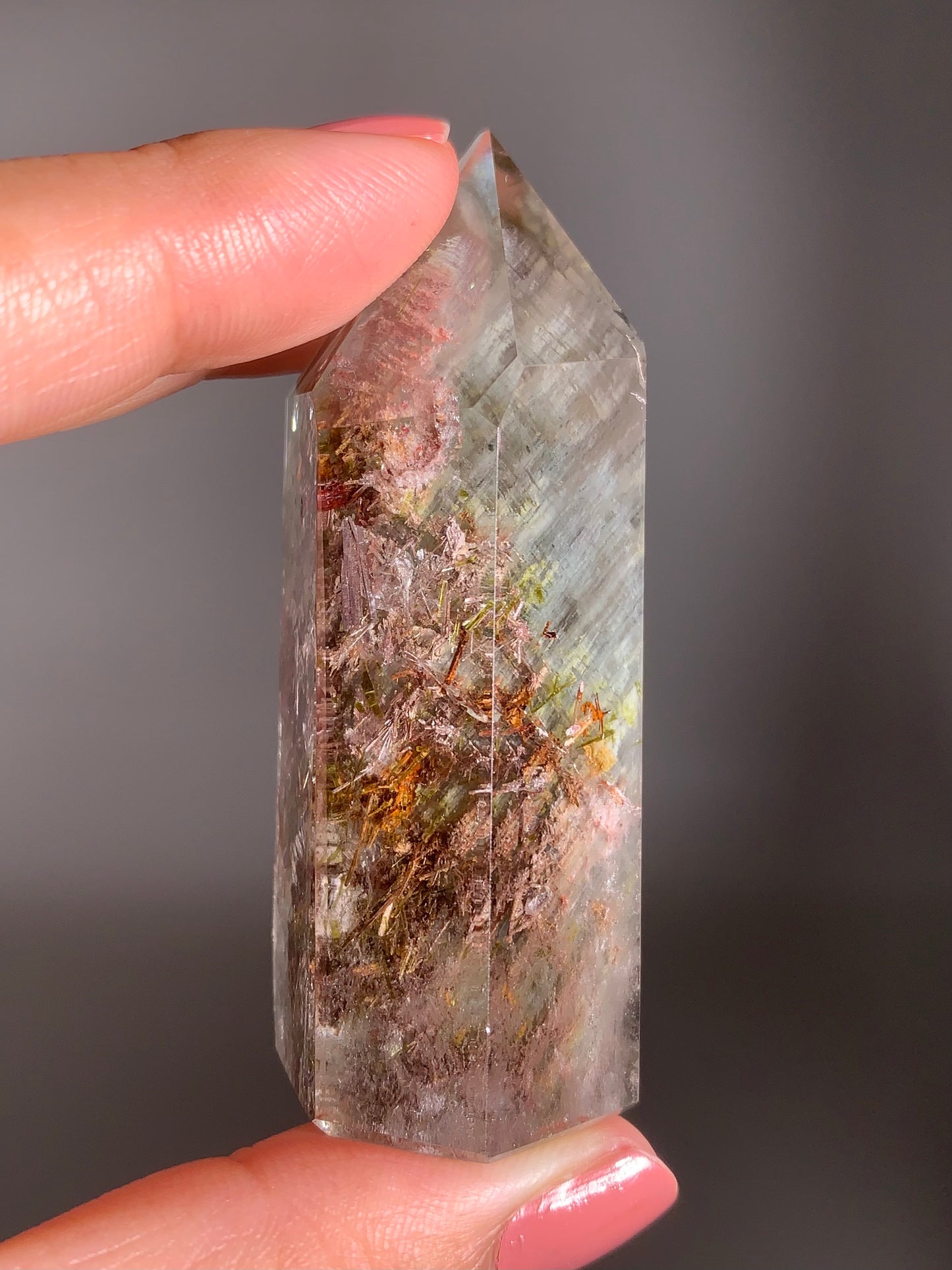 Collector’s Piece Colorful Tourmaline and Green Epidote with Garden Quartz Tower from Brazil – Rare Crystal