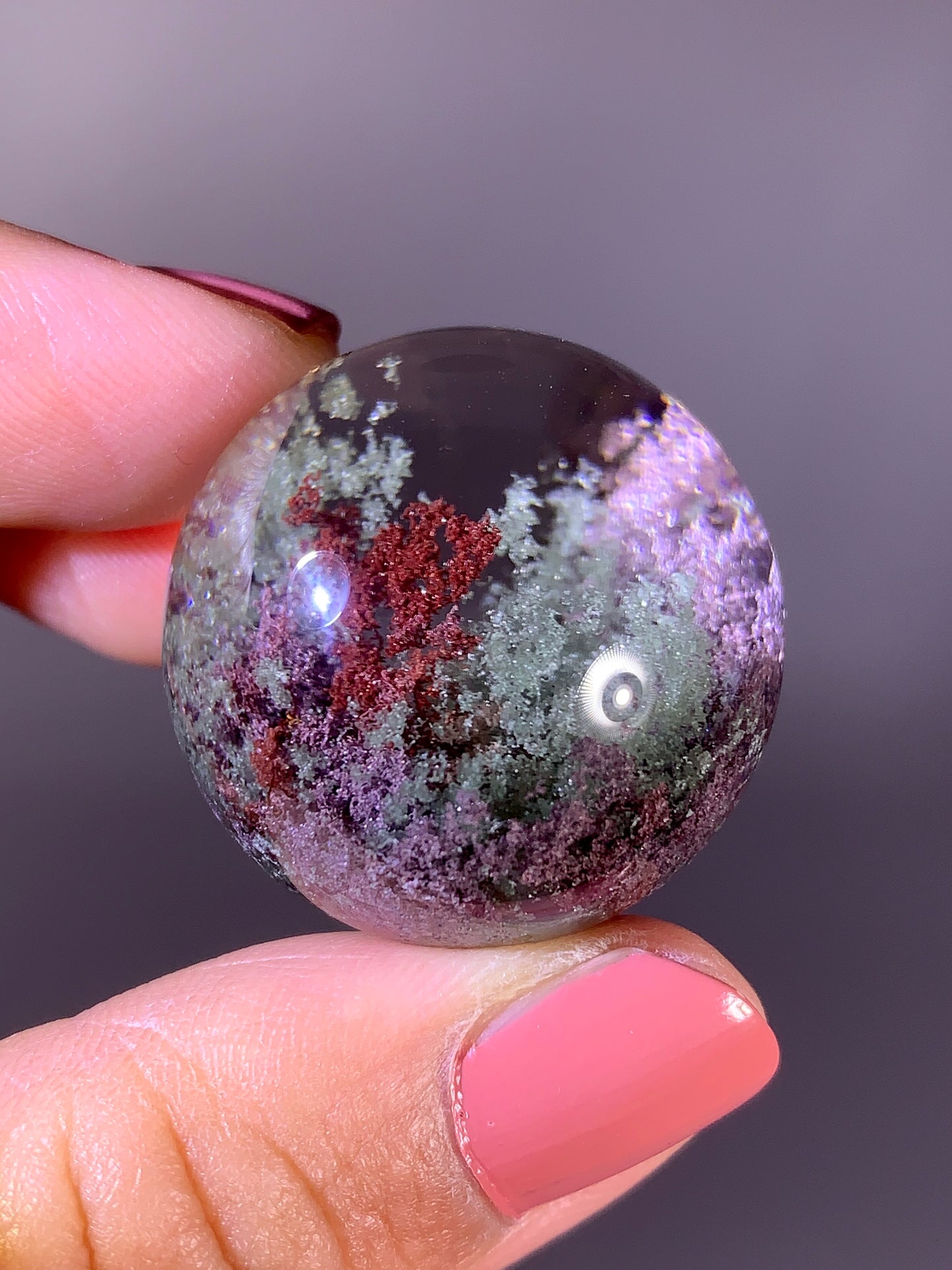 Collector’s Grade Red, Purple & Green Four Seasons Garden Quartz Sphere | Rare Brazilian Specimen