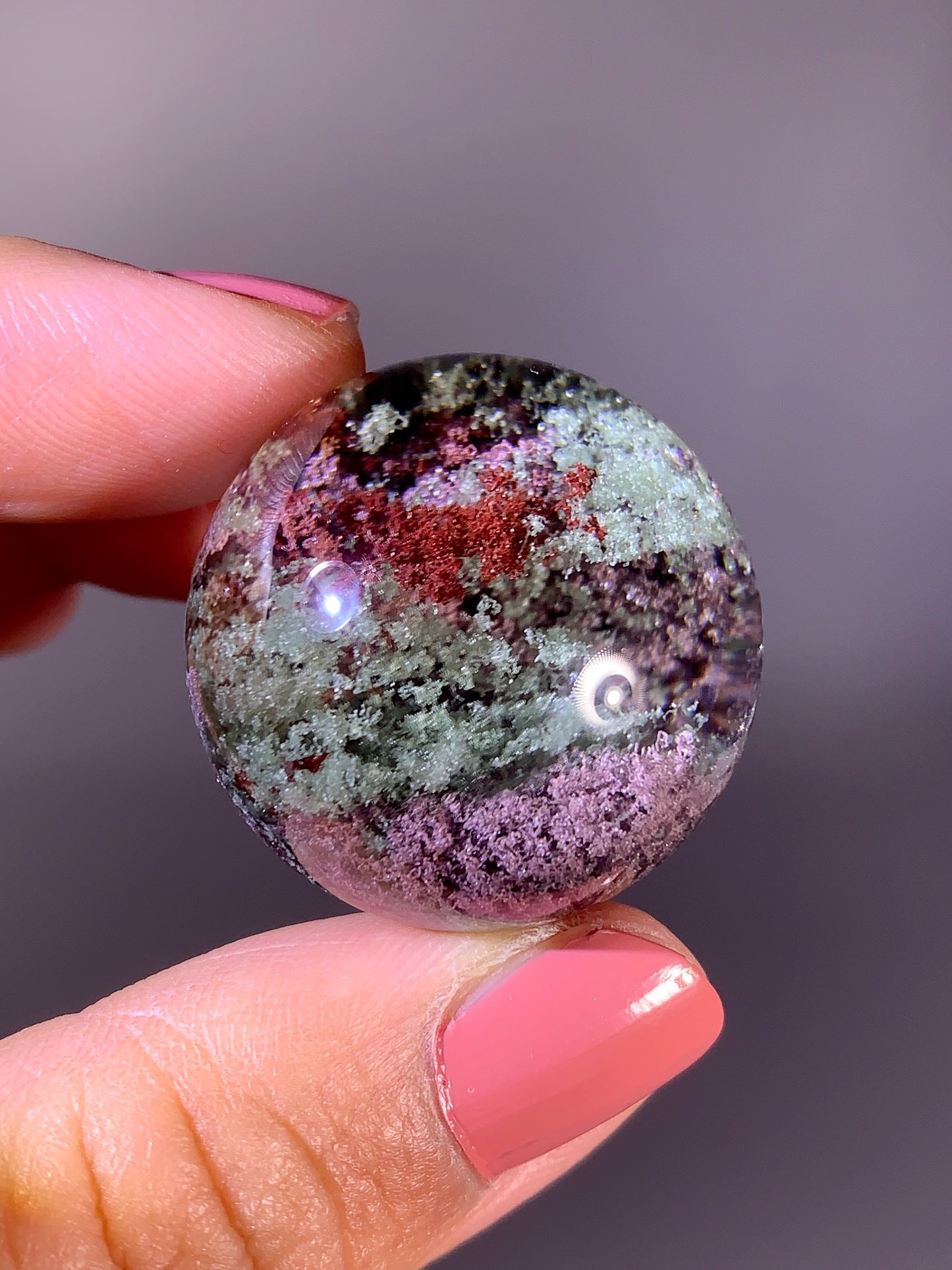 Collector’s Grade Red, Purple & Green Four Seasons Garden Quartz Sphere | Rare Brazilian Specimen