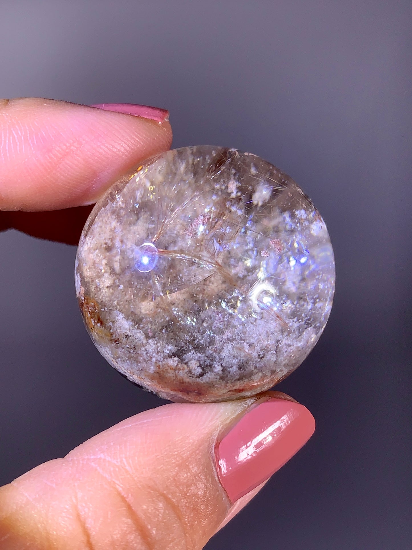High-Grade White Garden Quartz with Gold Rutile & Natural Rainbow Sphere | Brazilian Specimen